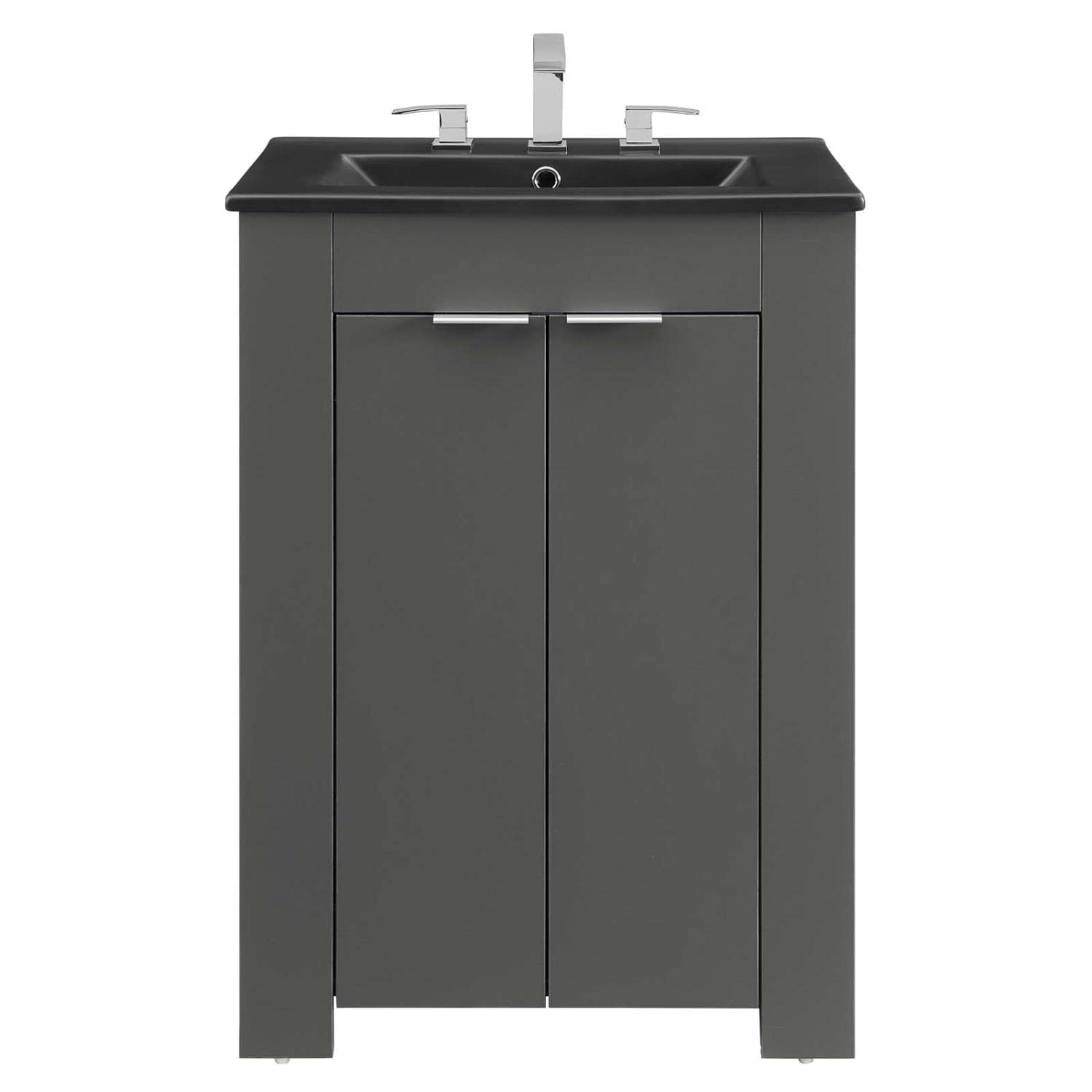 Modway Maybelle 24-Inch Bathroom Vanity with Sink in Gray Black - Modern Space-Saving Design for Small Bathrooms & Powder Rooms