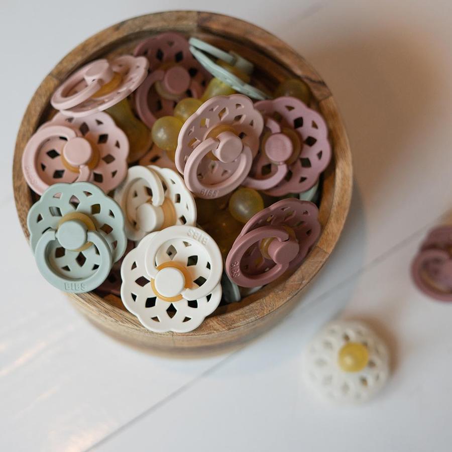 BIBS Round Latex Pacifiers Twin Pack - Natural Rubber Baby Soothers for Newborns & Infants | Perfect for Daytime Comfort & Nighttime Sleep | Bohème Collection