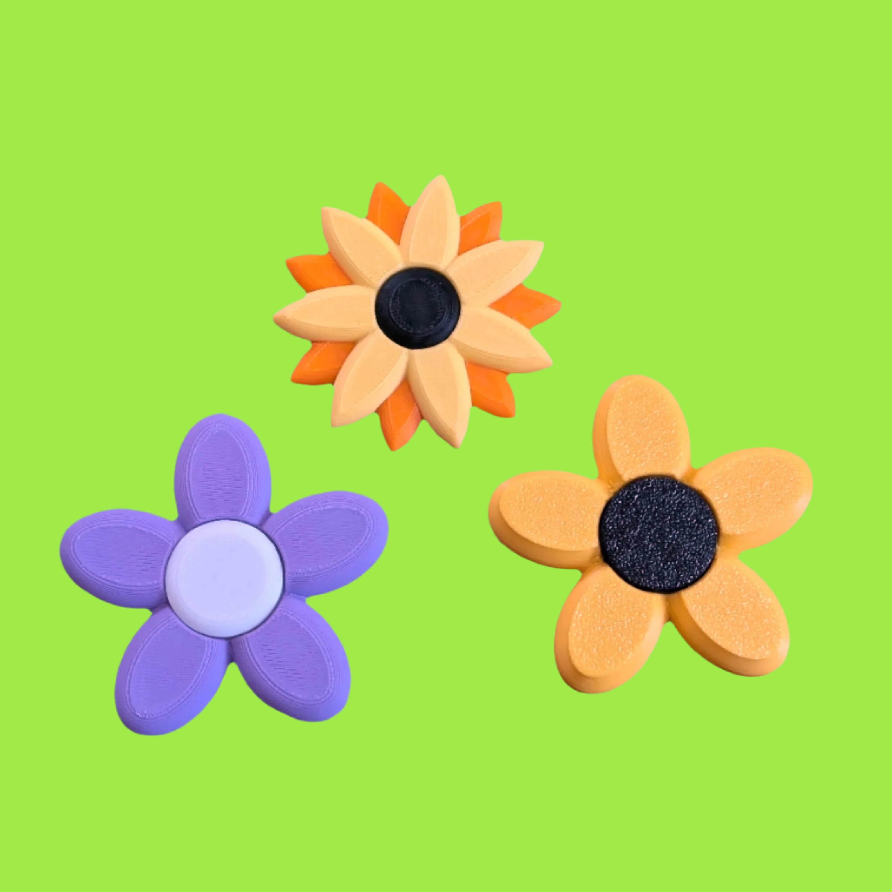 3D Printed Flower Spinner - Colorful Kinetic Art Decor for Home & Office | Relaxing Desk Toy, Garden Ornament, Stress Relief Gift for Adults & Kids