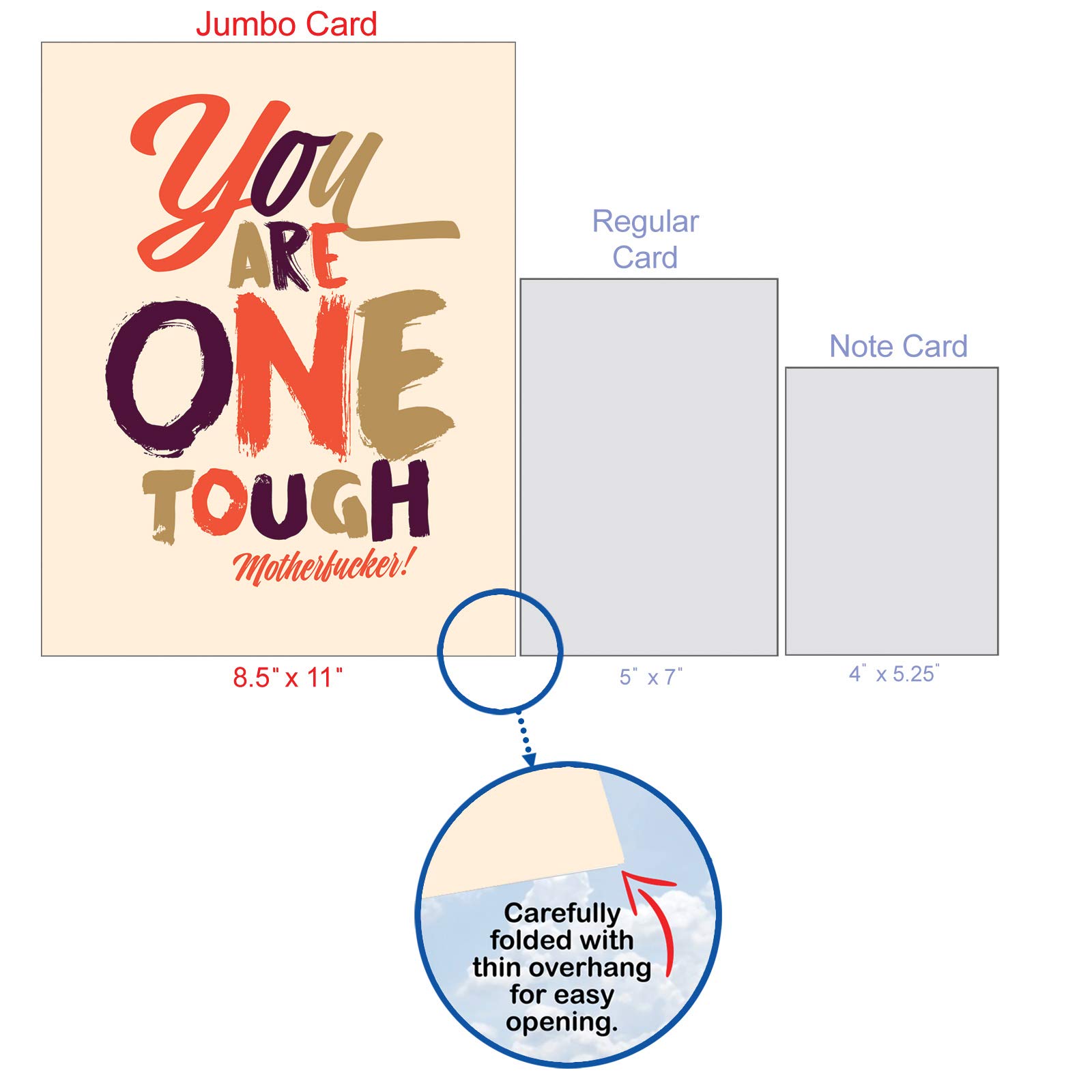 Funny Get Well Soon Card - Jumbo 8.5x11 Inch Humorous Greeting Card with Cartoons - One Tough Mother Design J6411GWG - Perfect for Cheering Up Sick Friends & Family