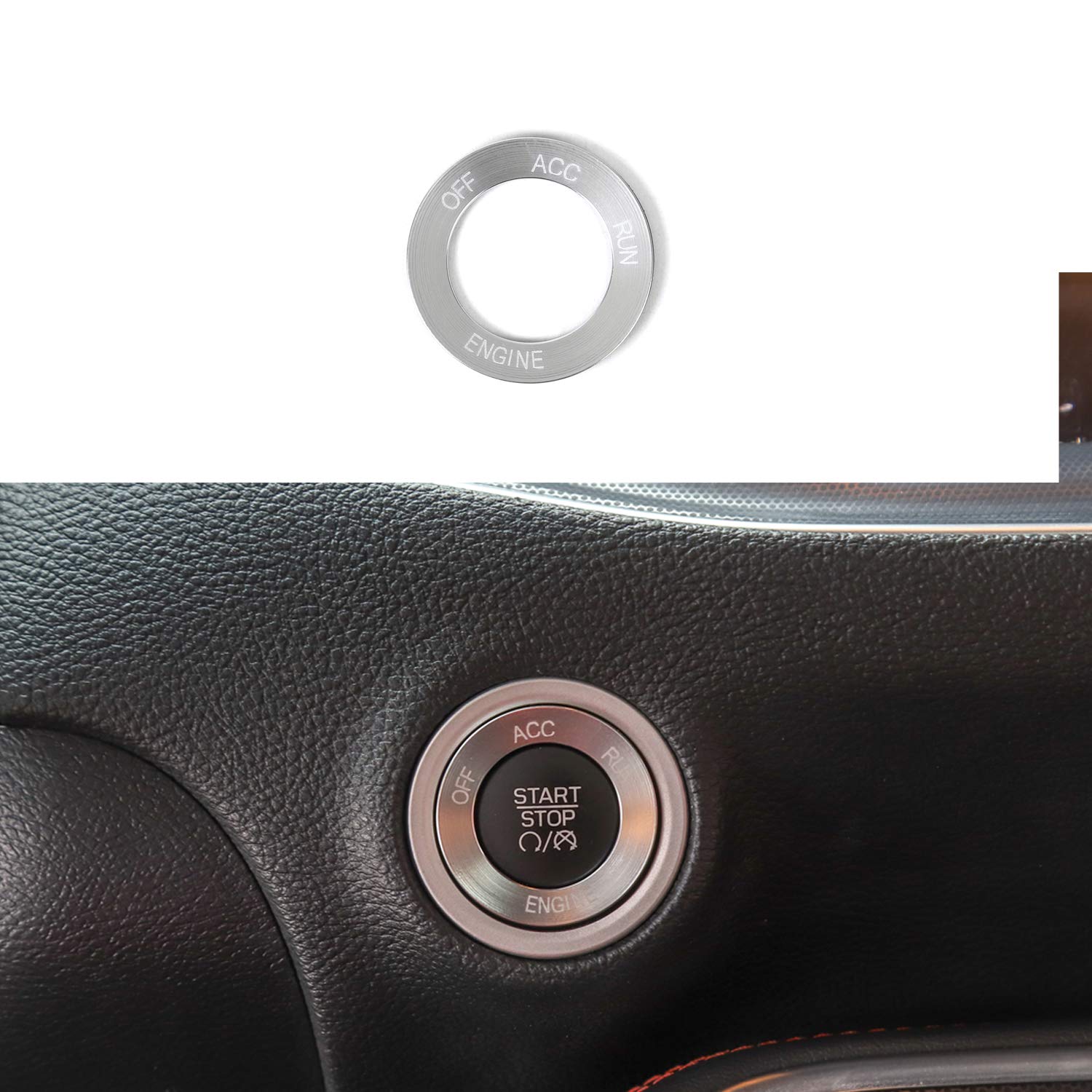 Keptrim Engine Start Stop Trim for 2010-2021 Dodge Challenger & Charger - Silver Aluminum Alloy Accessory (1pc) - Perfect for Car Interior Upgrade & Customization