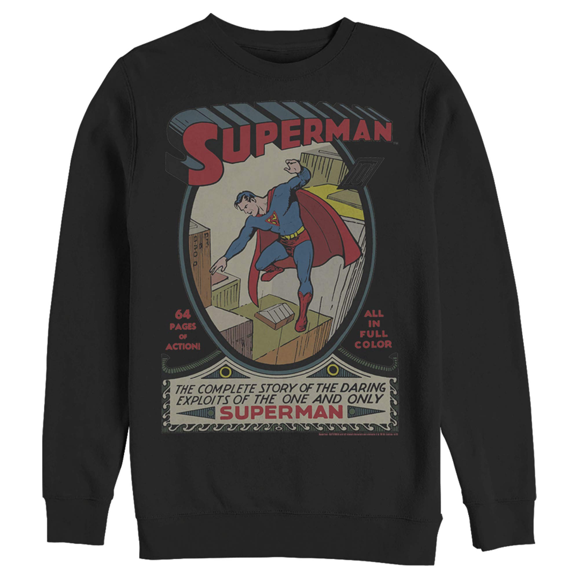 Superman Vintage Daring Exploits Cover Graphic Sweatshirt for Men | DC Comics Superhero Hoodie | Casual Wear & Cosplay Costume