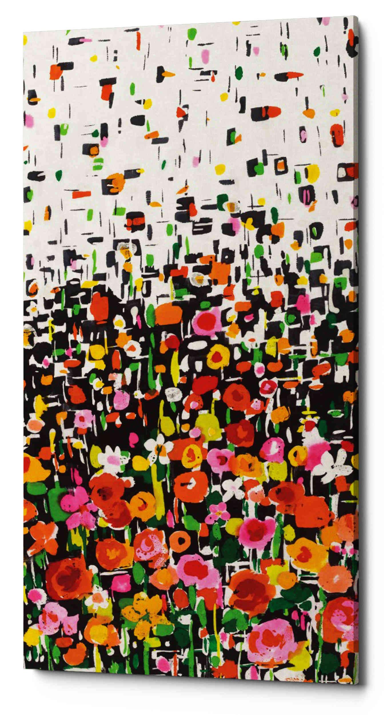 Wild Apple Portfolio 'Flower Shower' Canvas Wall Art - 20x40 Inches Floral Painting for Living Room, Bedroom & Office Decor