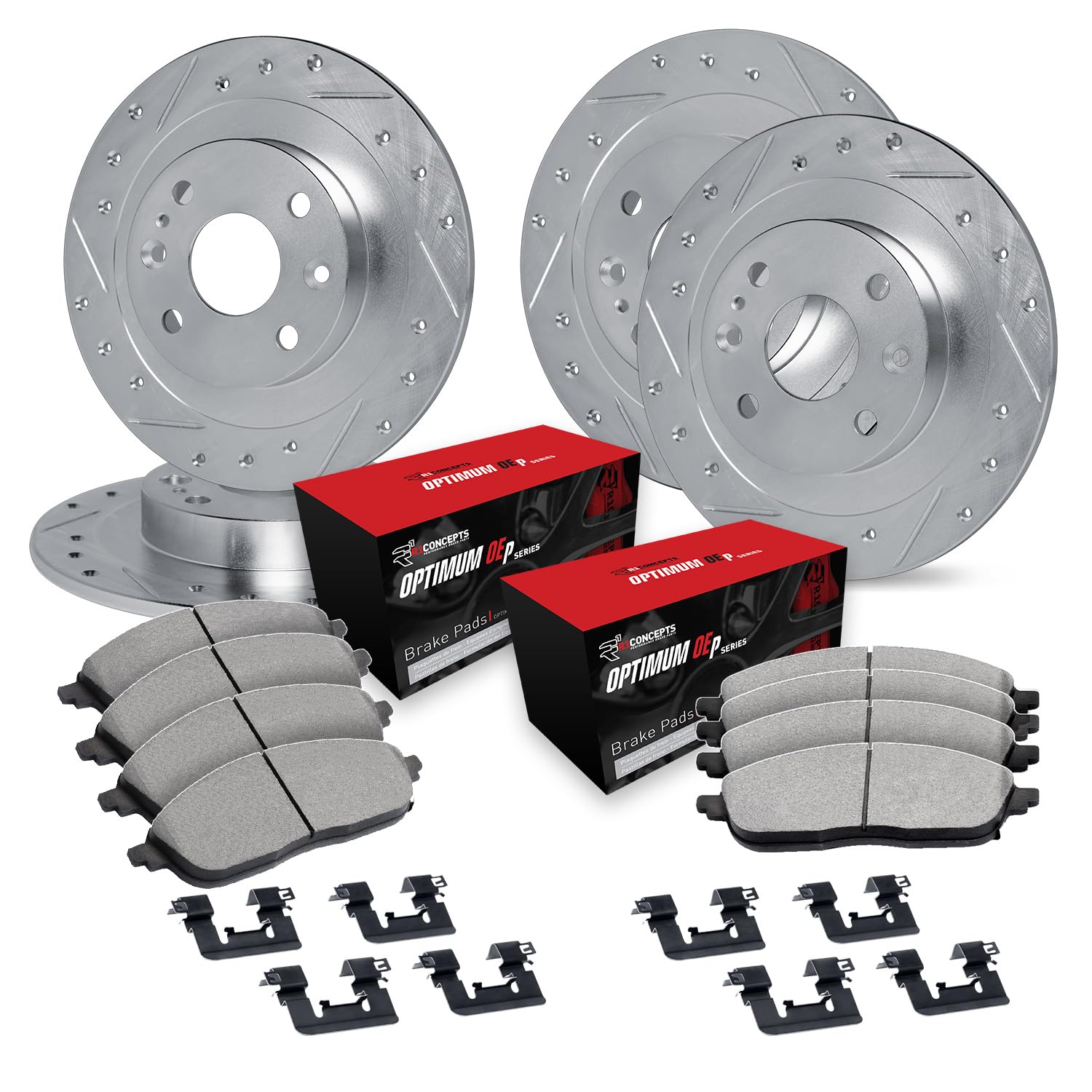 R1 Concepts Complete Front & Rear Brake Kit with OE Premium Pads & Rotors - Fits 1968-1983 Fiat 124 & 1974 Fiat X-1/9 | Includes Hardware Kit | Perfect for Classic Car Restoration & Performance Upgrades
