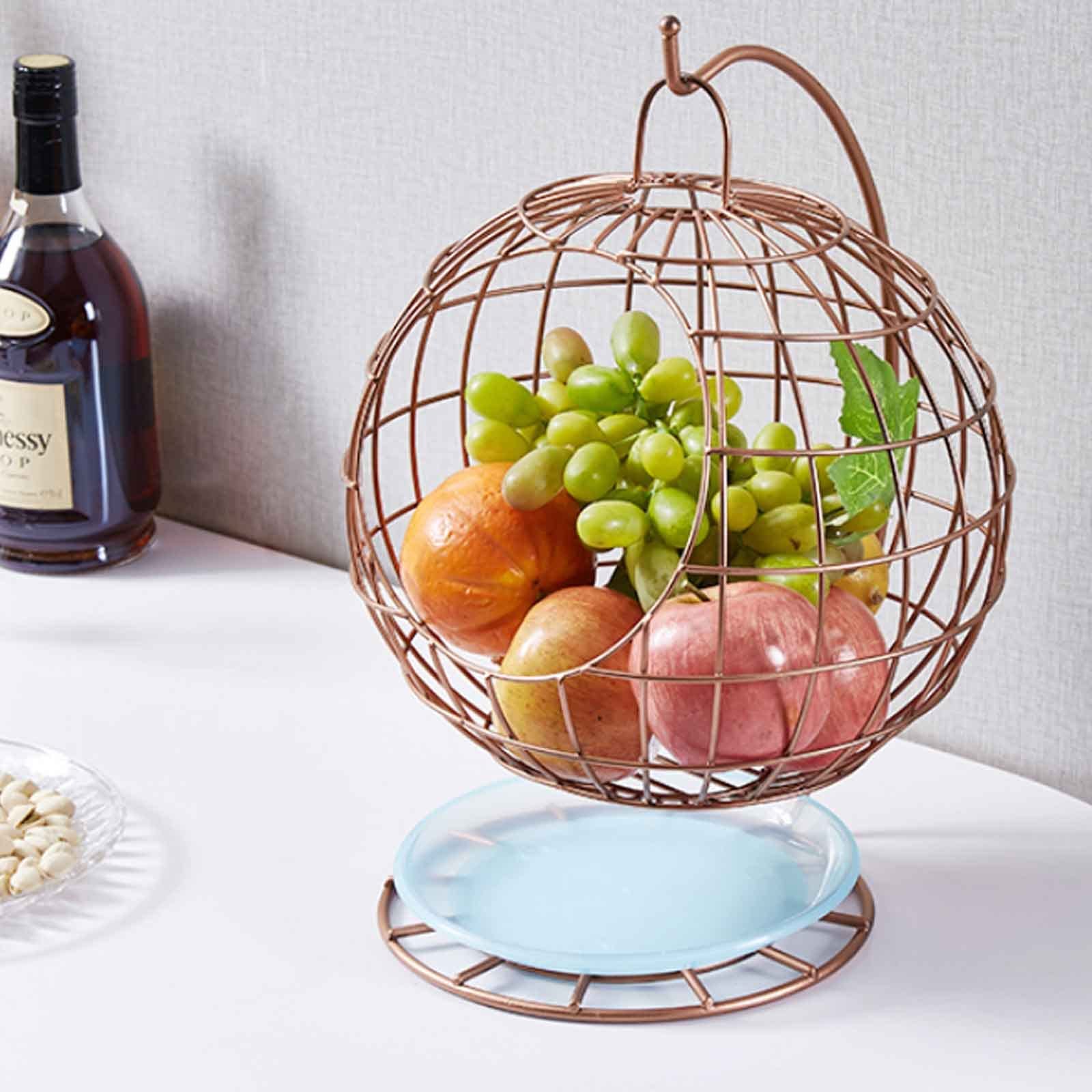 Stainless Steel Tiered Fruit Basket with Banana Hanger - 3-Tier Metal Wire Kitchen Countertop Organizer for Fruits & Vegetables Storage | Perfect for Kitchen Counter, Dining Table, and Pantry Organization