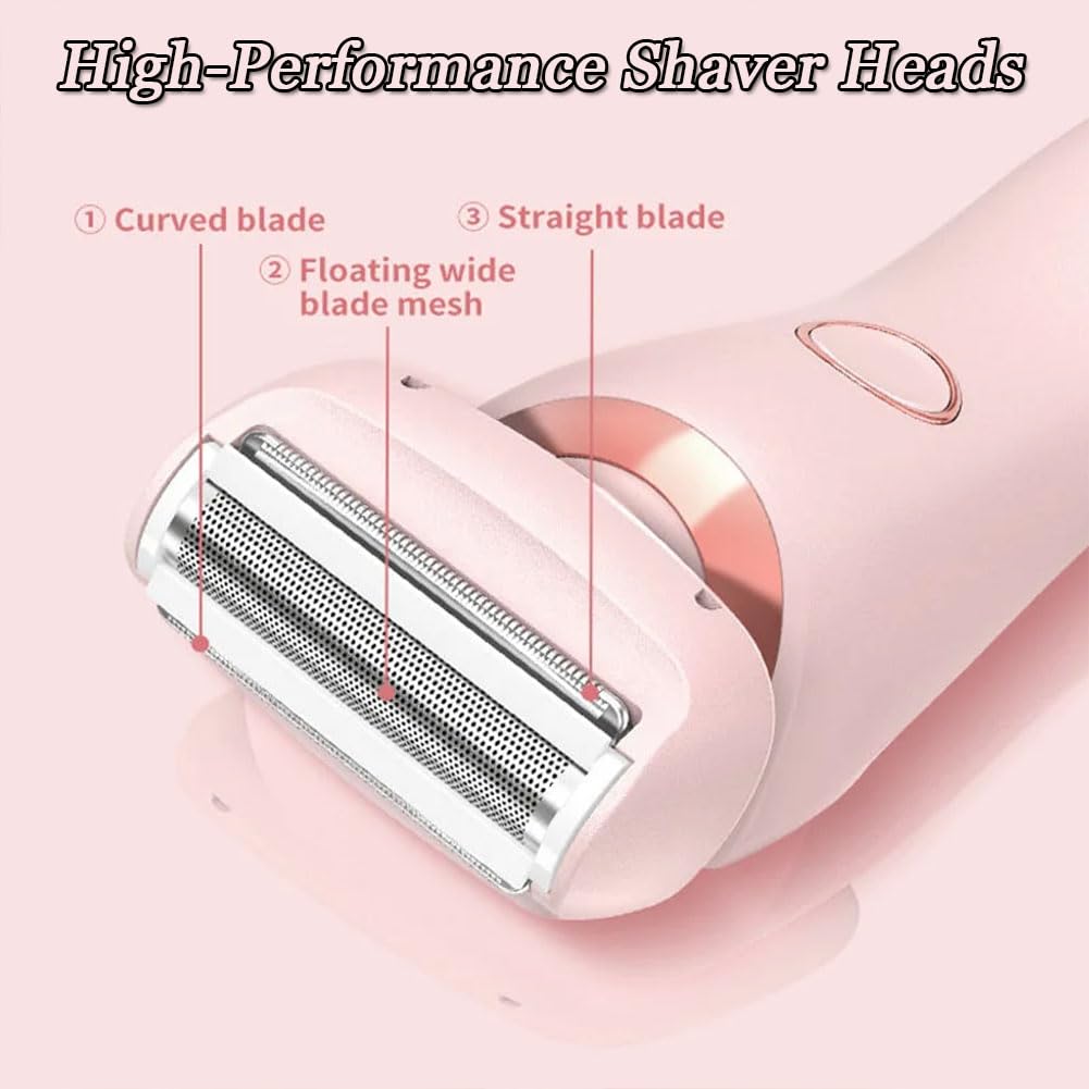 Smooth Shave Razor for Women - Multifunctional Electric Shaver with Removable Head for Legs, Arms, Underarms & Bikini Area - Pink | Painless Hair Removal for Sensitive Skin, Travel & Gym Use