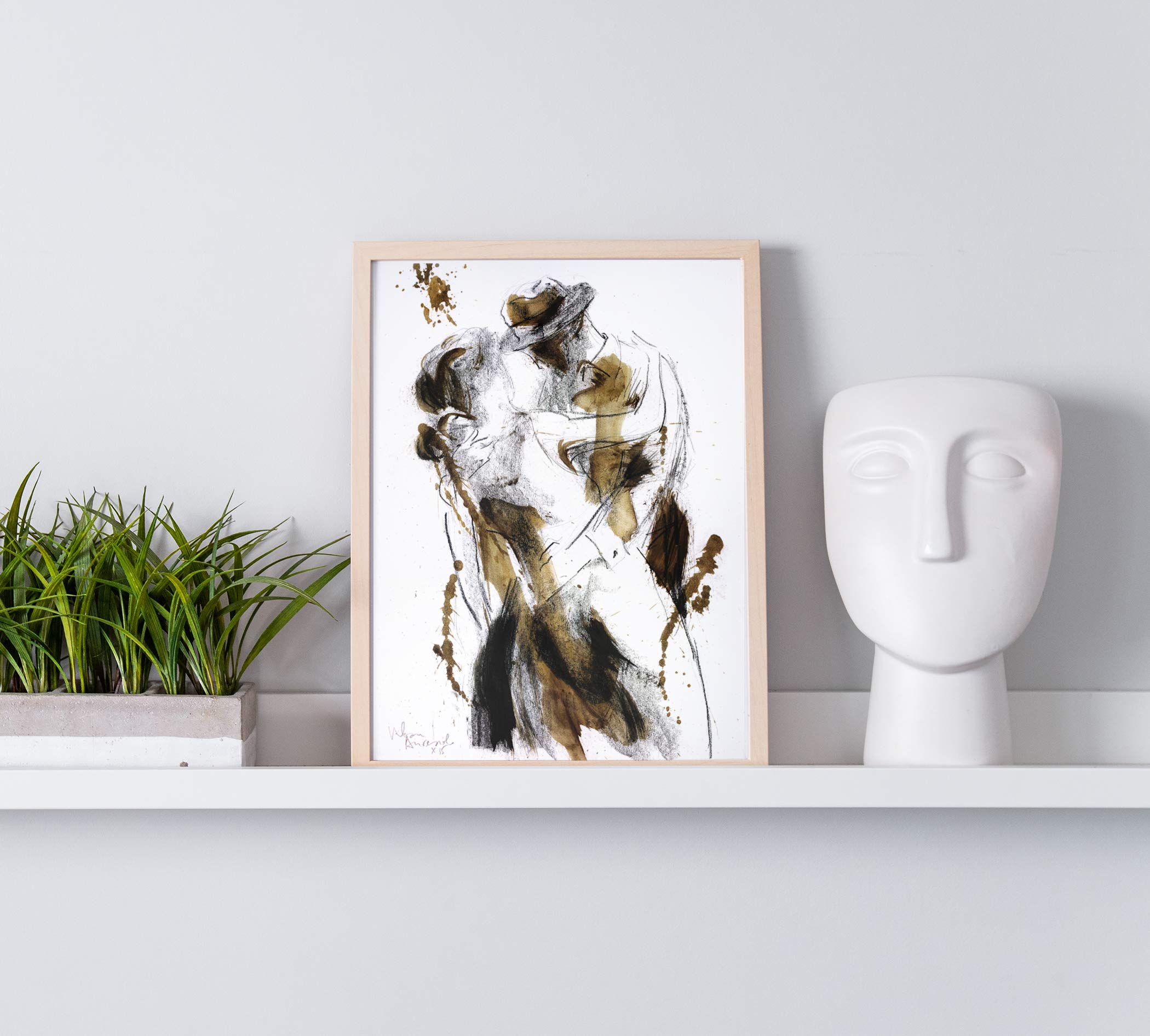 Dancing Couple Fine Art Print - Figurative Wall Decor for Bedroom, Living Room - Elegant Housewarming Gift - UNFRAMED Canvas Painting - Perfect for Romantic Home Decor & Wedding Presents