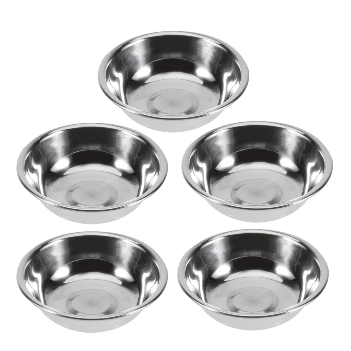 DOITOOL 5PCS Stainless Steel Sushi Dipping Bowls - 3.3 Inch Round Mini Appetizer Plates for Soy Sauce, Wasabi & Seasonings | Perfect for Sushi Restaurants, Home Dining & Japanese Cuisine