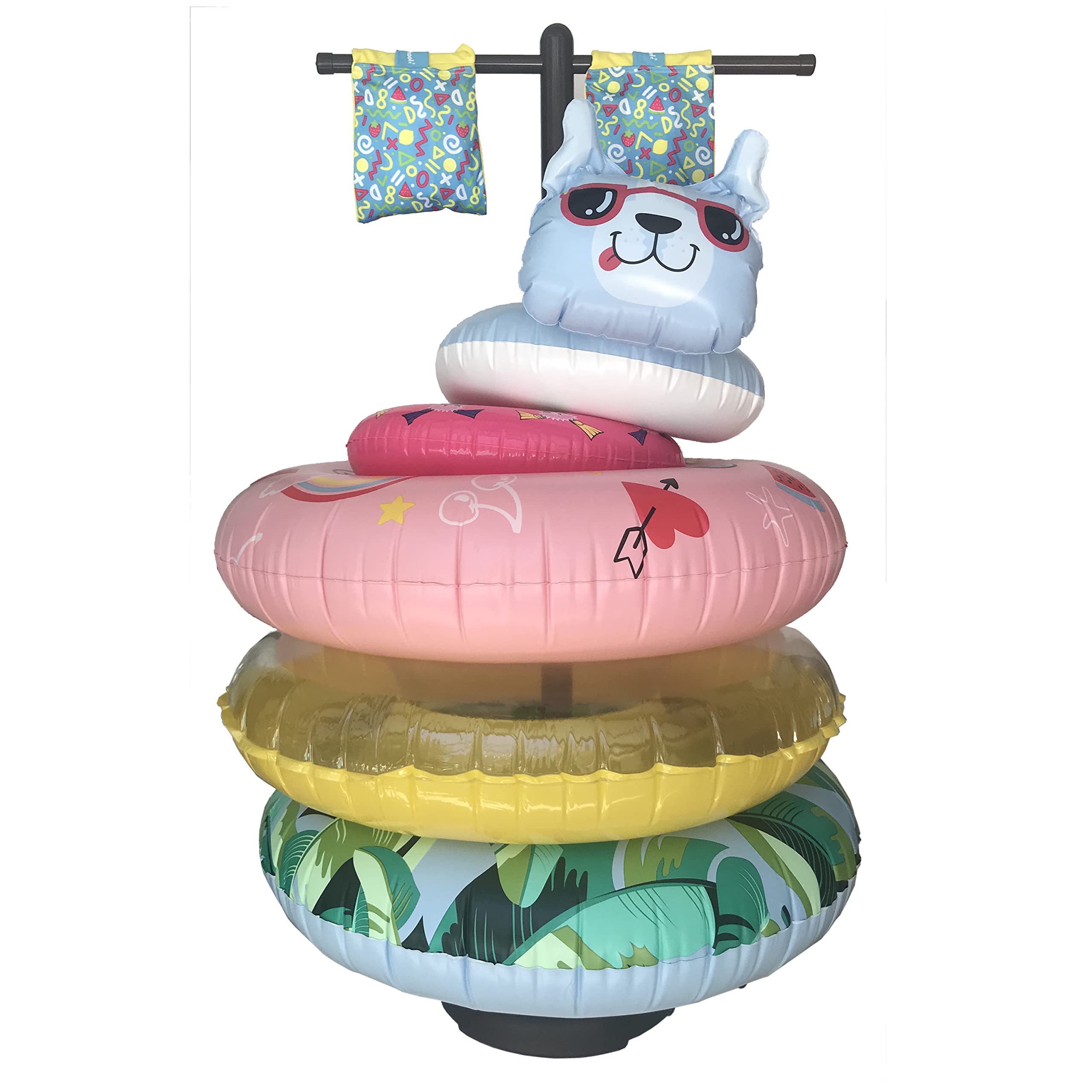 Premium Bronze PVC Pool Float Storage Rack - Made in USA, Portable Outdoor Organizer for Inner Tubes & Pool Floaties (Model 409-Brz) - Perfect for Backyard Pool Parties & Summer Water Fun