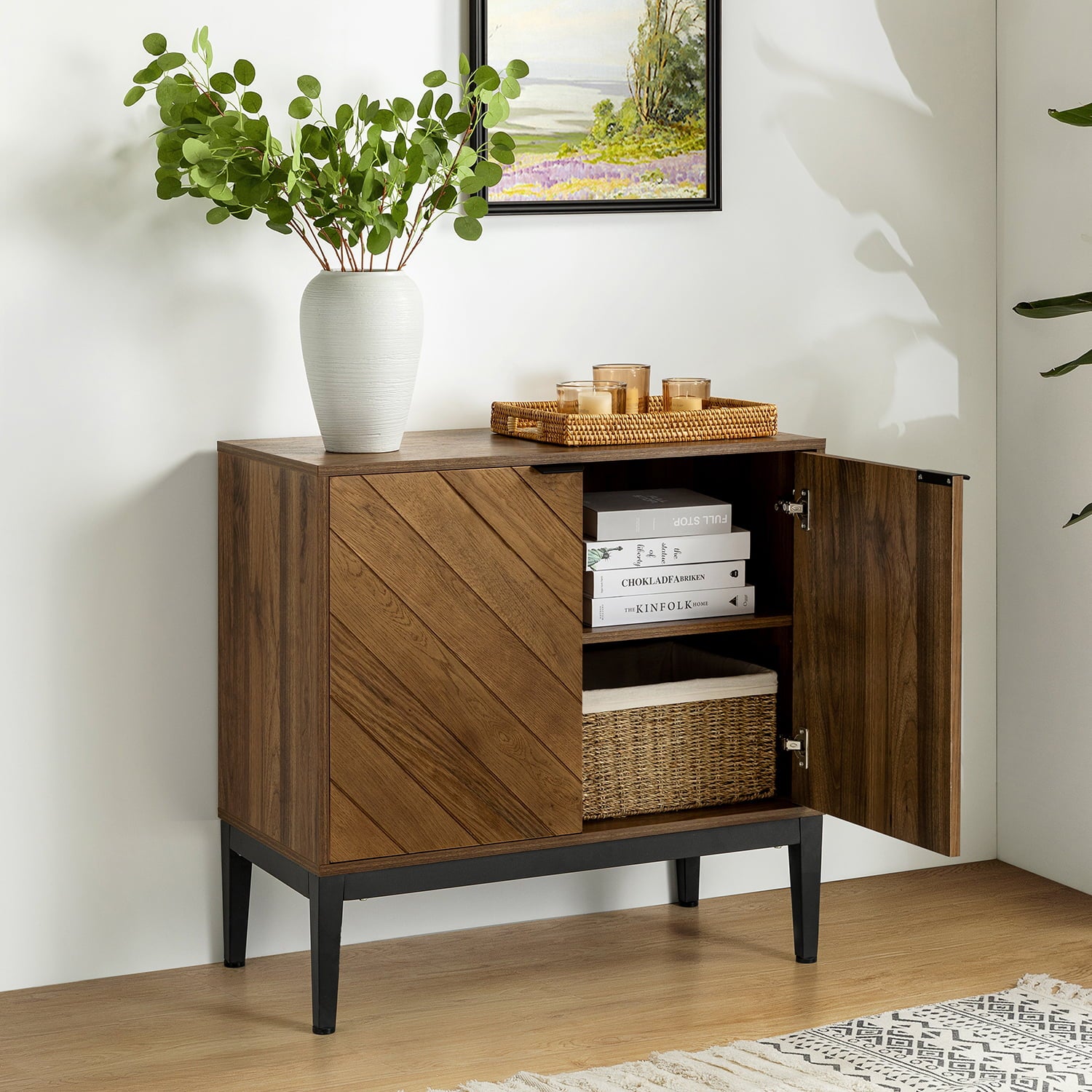 Eugen 32 Inch Tall 2 Door Accent Cabinet - Stylish Storage Solution for Living Room, Bedroom, or Entryway