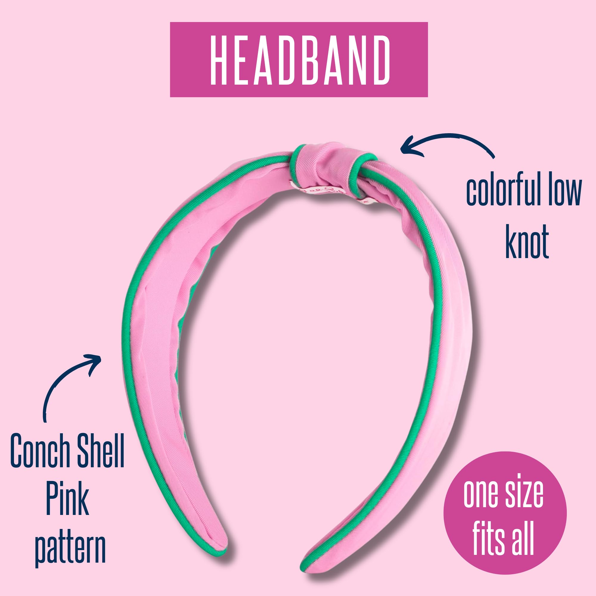 Lilly Pulitzer Women's Knotted Headband - Stylish Pink & Green Hair Accessory for Everyday Wear, Beach, and Summer Outfits
