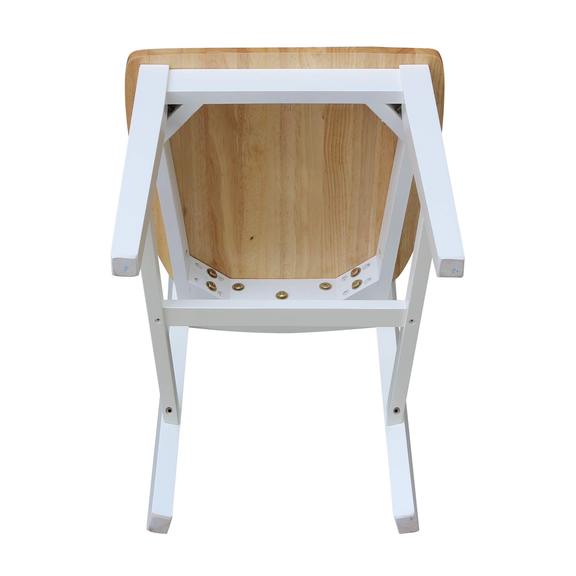 IC International Concepts Solid Wood San Remo Splatback Dining Chairs, Set of 2 - White/Natural Finish for Kitchen, Dining Room, or Breakfast Nook