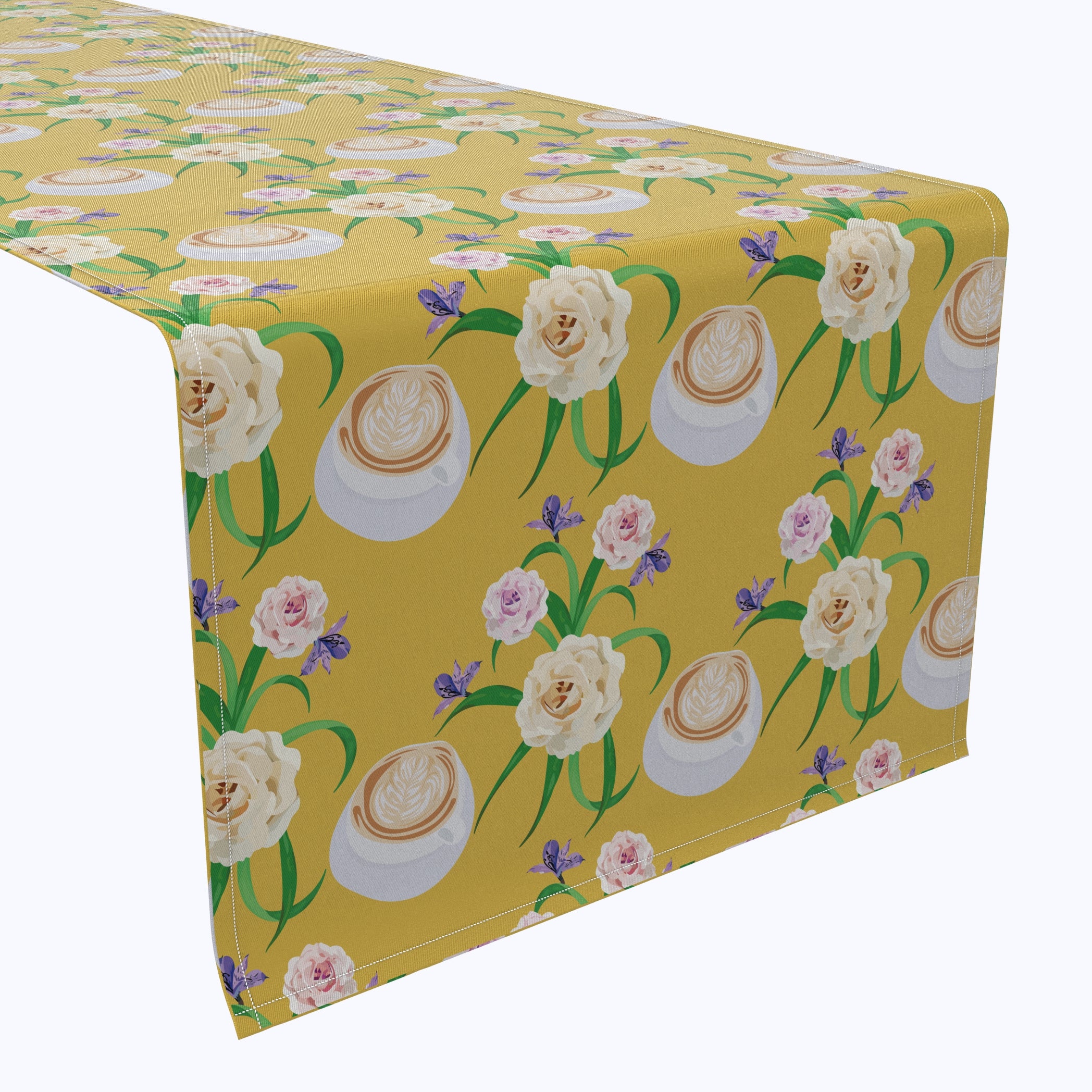 Elegant Floral 84-Inch Cotton Table Runner for Dining Room Decor - Perfect for Weddings, Parties & Holiday Table Settings