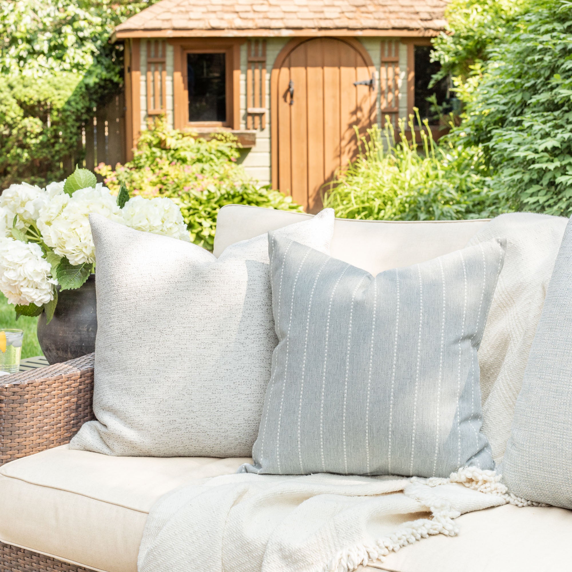 Premium Preston 22x22 Outdoor Throw Pillow - Waterproof Birch Pattern Cushion for Patio Furniture, Garden Lounge & Poolside Decor