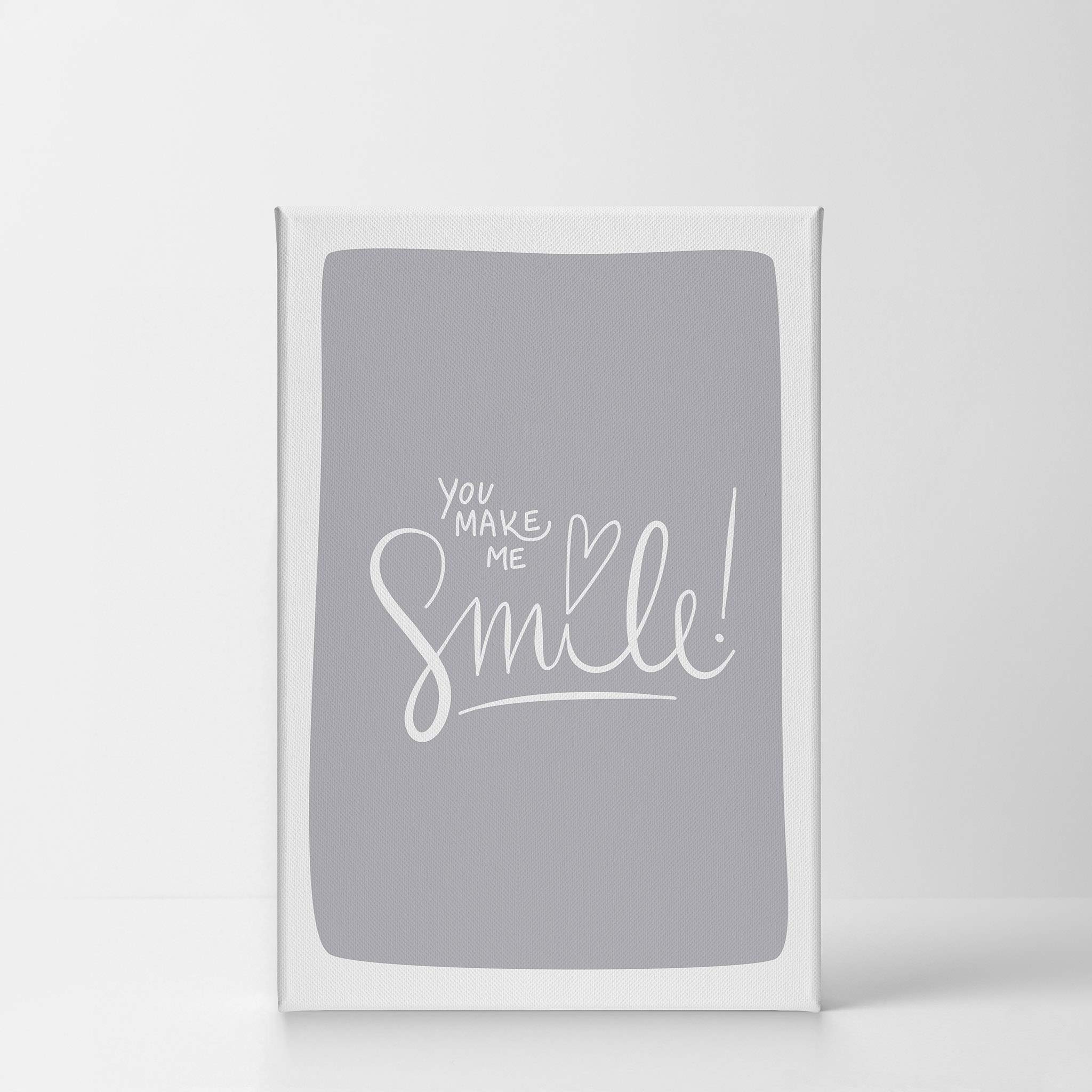 You Make Me Smile Blue Lettering Canvas Wall Art - 40x30 Inch Nursery Decor, Kids Room Decor, Baby Room Wall Art | Made in USA | Perfect for Nursery, Bedroom & Playroom Decorations