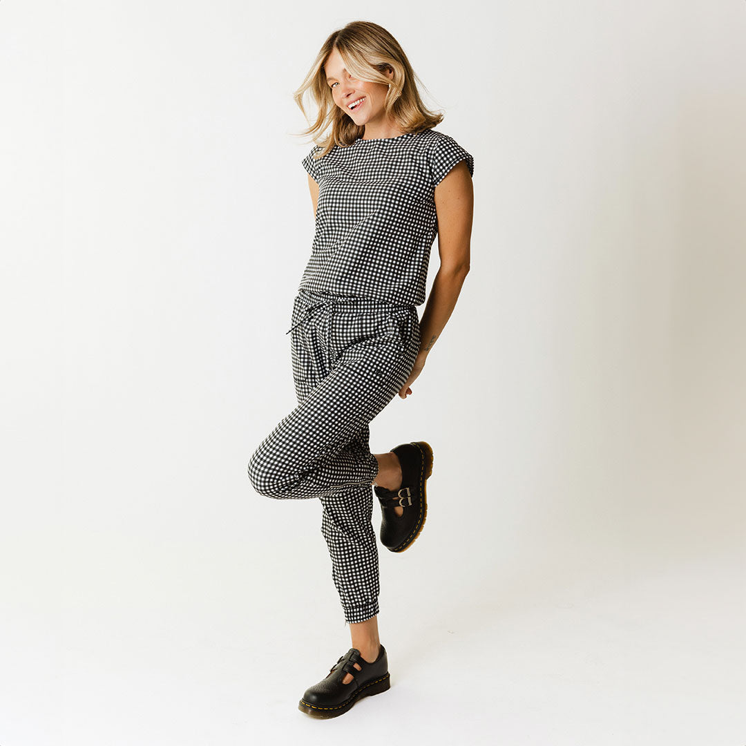 Stylish Black Check Jumpsuit for Women - Trendy Romper with Pockets | Perfect for Casual Outings, Parties & Summer Fashion
