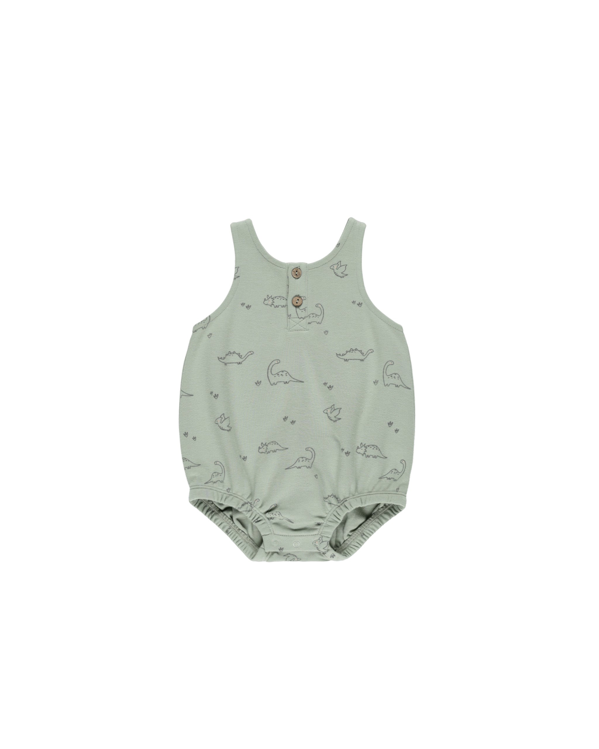 Quincy Mae Sleeveless Dinosaur Bubble Romper for Baby Girls & Boys - Soft Cotton Jumpsuit for Playdates, Daycare & Summer Outfits