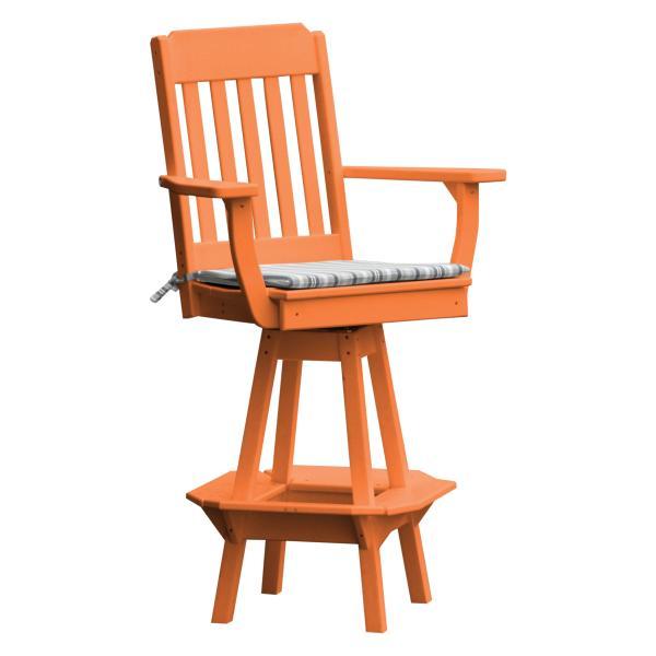Vintage Swivel Bar Stool with Arms - Adjustable Height Counter Stool for Kitchen Island, Home Bar & Dining Room