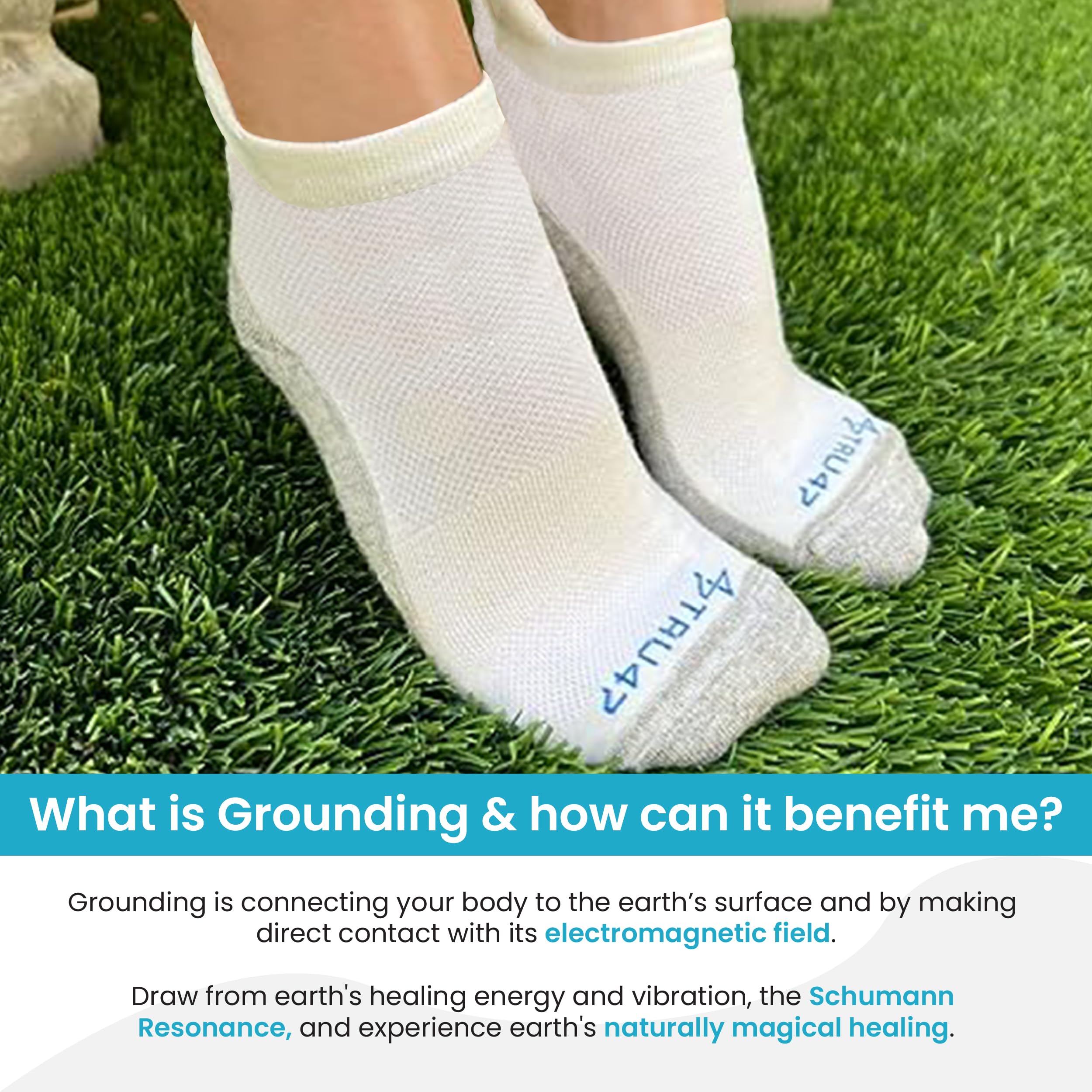 TRU47 Grounding Socks with 99.99% Pure Silver Thread - Natural Earthing & Grounding Products for Better Sleep, Pain Relief & Stress Reduction | Ideal for Yoga, Meditation & Indoor Grounding Therapy