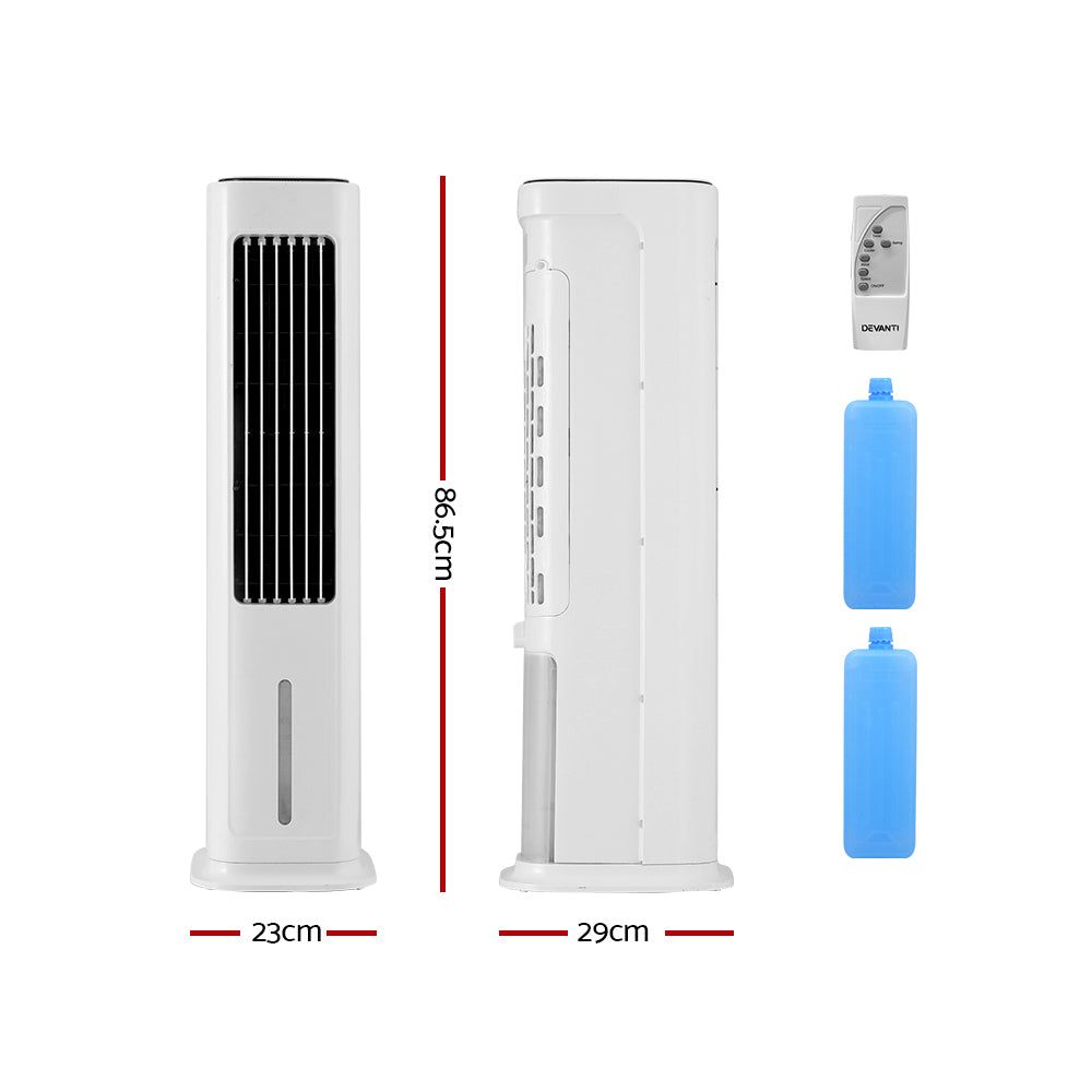 Portable 6L Tower Evaporative Air Cooler with Humidifier - Quiet Cooling Fan for Home, Office & Outdoor Use