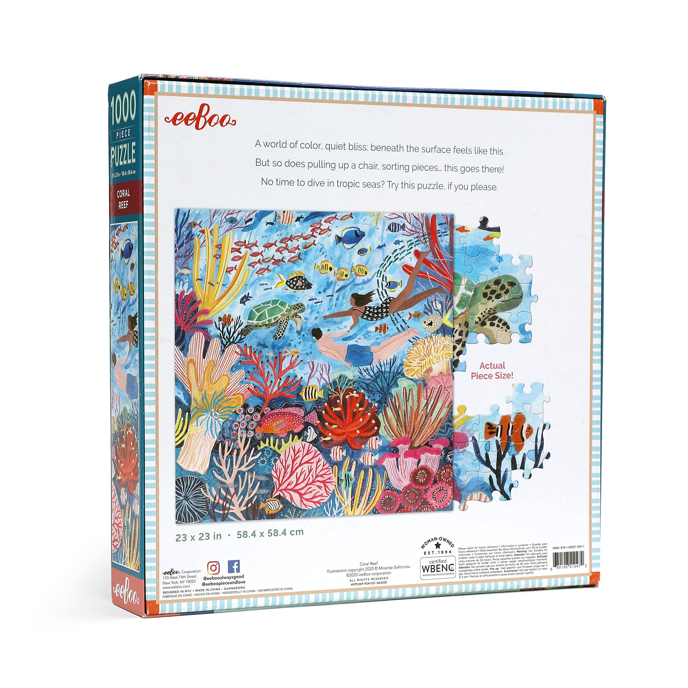 eeBoo Piece and Love Coral Reef 1000-Piece Square Jigsaw Puzzle for Adults & Families - Premium Glossy Finish, Sturdy Puzzle Pieces with Minimal Dust - Perfect for Relaxation, Family Bonding & Home Decor