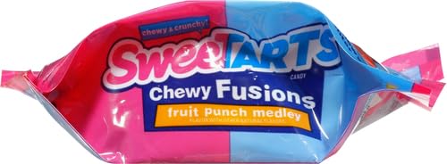 SweeTARTS Chewy Fusions Candy - Fruit Punch Medley Flavor, Sweet & Tart Soft Chews, 9oz Bag - Perfect for Halloween, Parties & Movie Nights