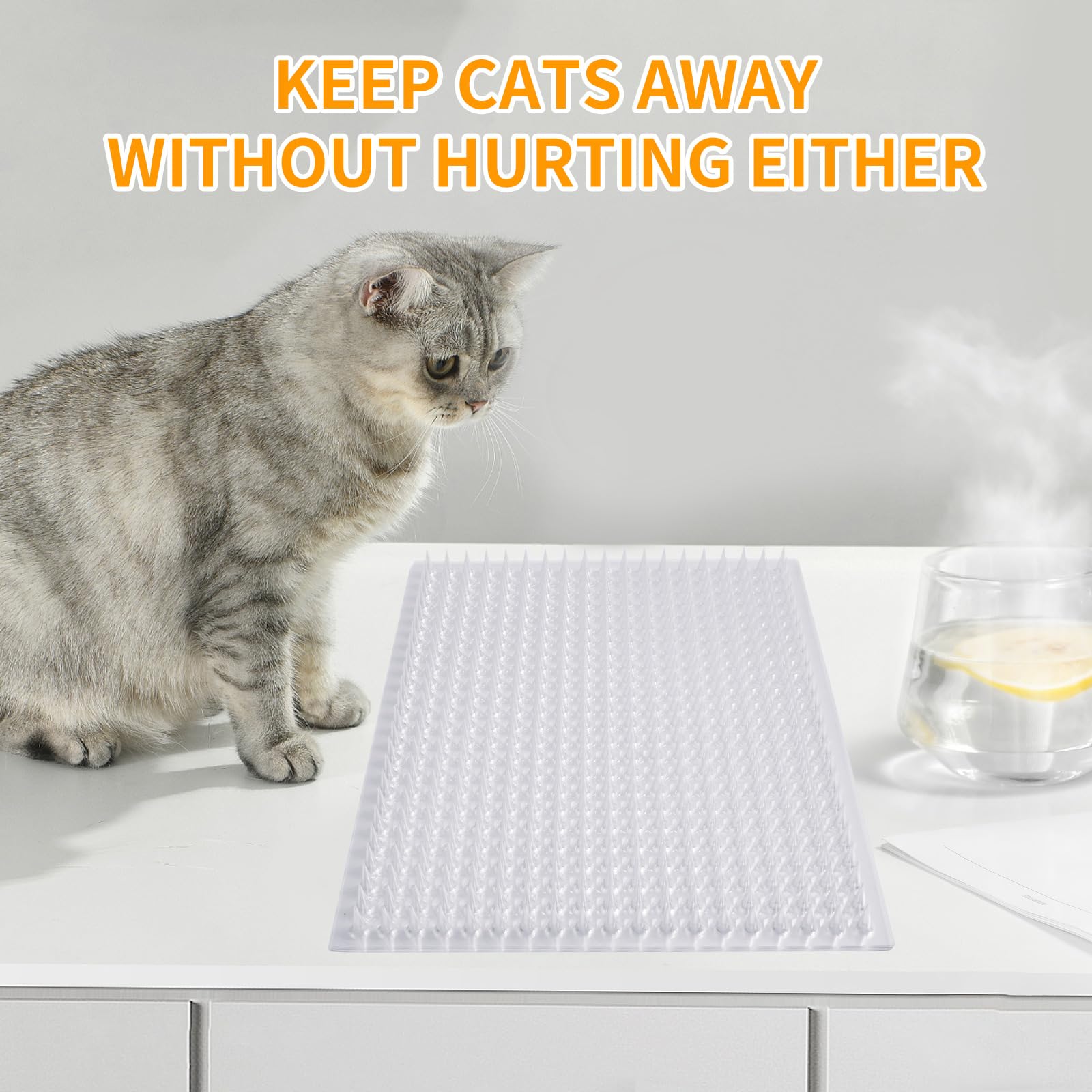 Cat & Dog Repellent Spiked Mat - Set of 8 (16 Pcs) for Indoor/Outdoor Use - Garden, Yard, Doorway Protection - Durable Pet Deterrent for Furniture, Plants & Lawns