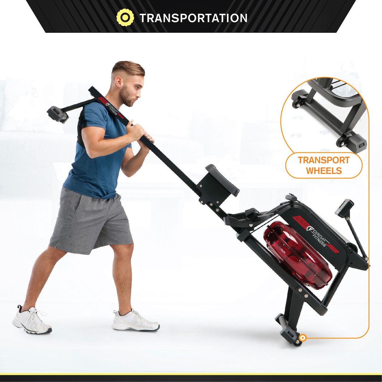 Circuit Fitness AMZ 167RW Water Rowing Machine for Home Gym - Quiet Indoor Rowing Exercise Equipment for Full Body Workout, Cardio Training & Weight Loss - Perfect for Small Spaces & Apartment Fitness