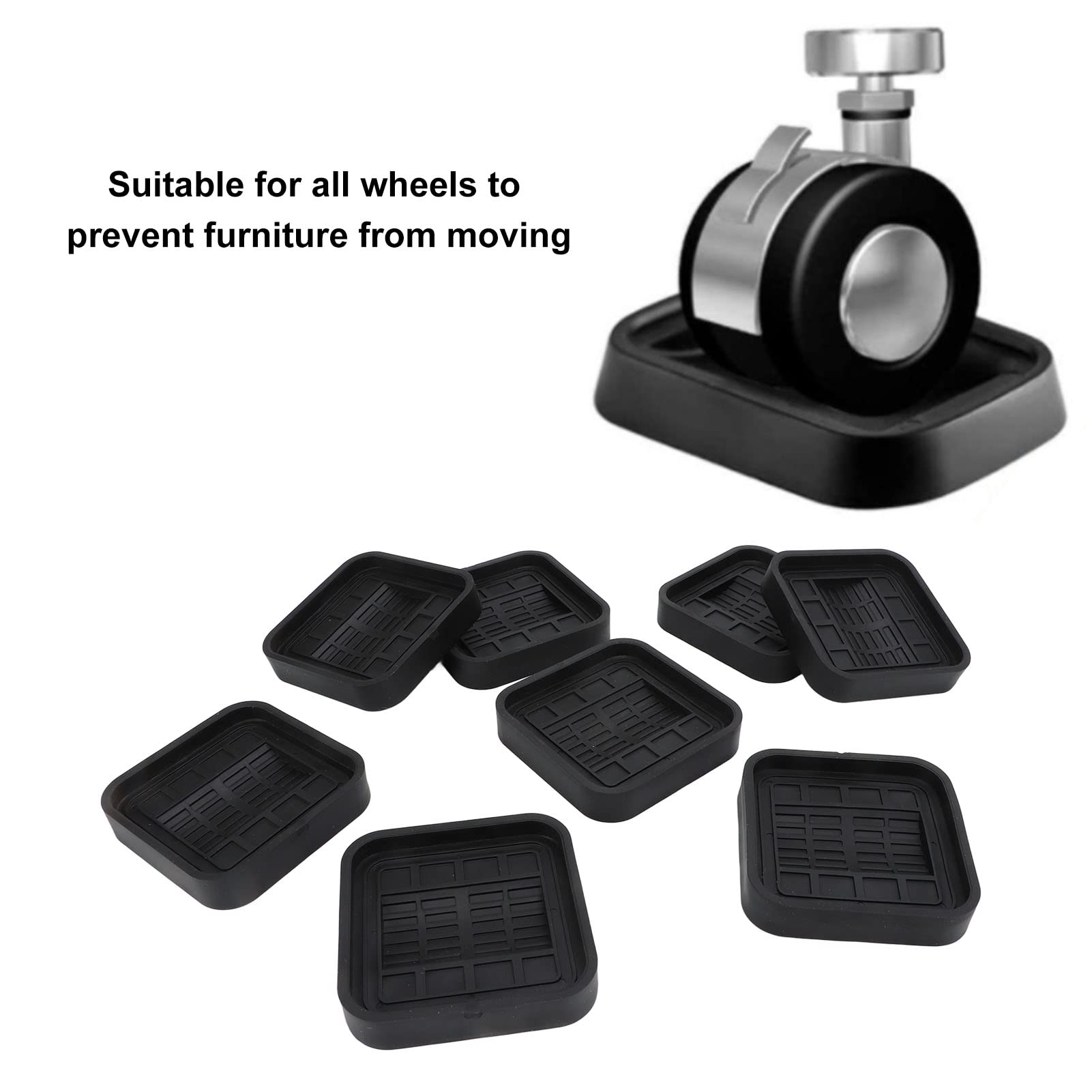 8Pcs Heavy Duty Wheel Stoppers - Non-Slip Caster Stops for Beds, Chairs, Cabinets & Stackable Furniture - Rubber Wheel Cups for Stability & Floor Protection (Ideal for Home, Office & Dorm Use)