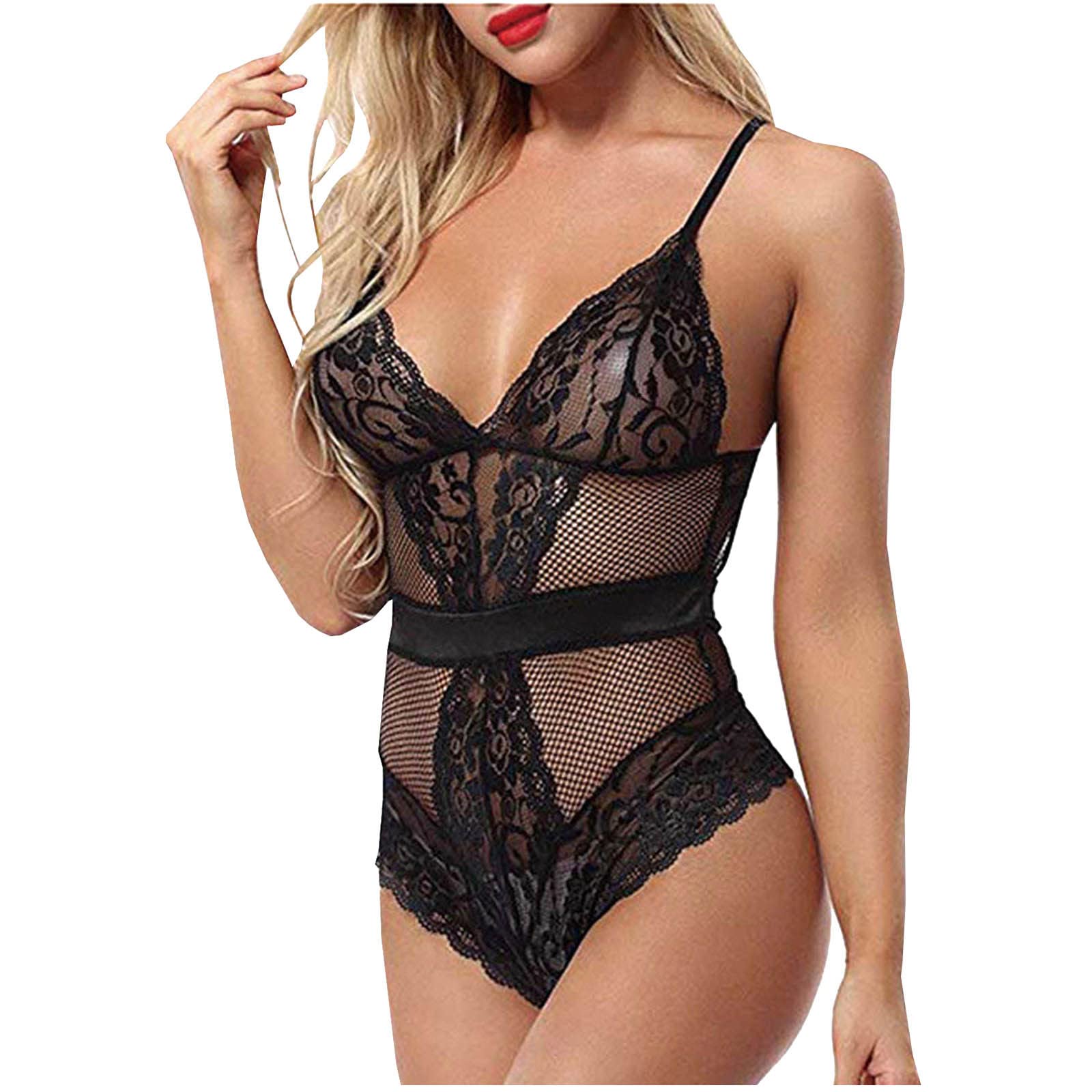 Sexy Lace Halter Bodysuit for Women - Floral Sheer Babydoll Teddy Chemise Lingerie Set | Perfect for Valentine's Day, Honeymoon & Romantic Nights