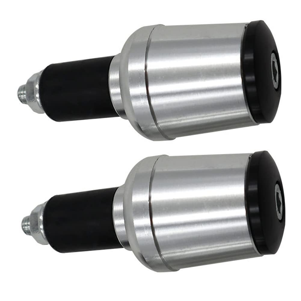 Universal Motorcycle Handlebar Grips End Caps - Aluminum Alloy for Bike & Scooter - Silver