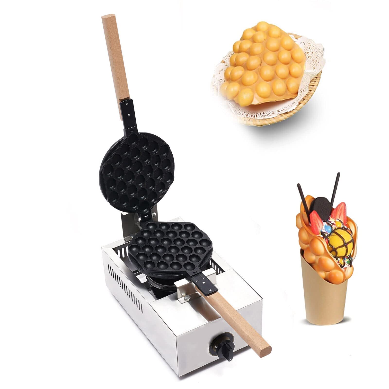 Commercial Electric Egg Puff Maker - Non Stick Hong Kong Style Bubble Waffle Iron with Adjustable Timer & Temperature Control, Perfect for Breakfast, Desserts, and Street Food Snacks