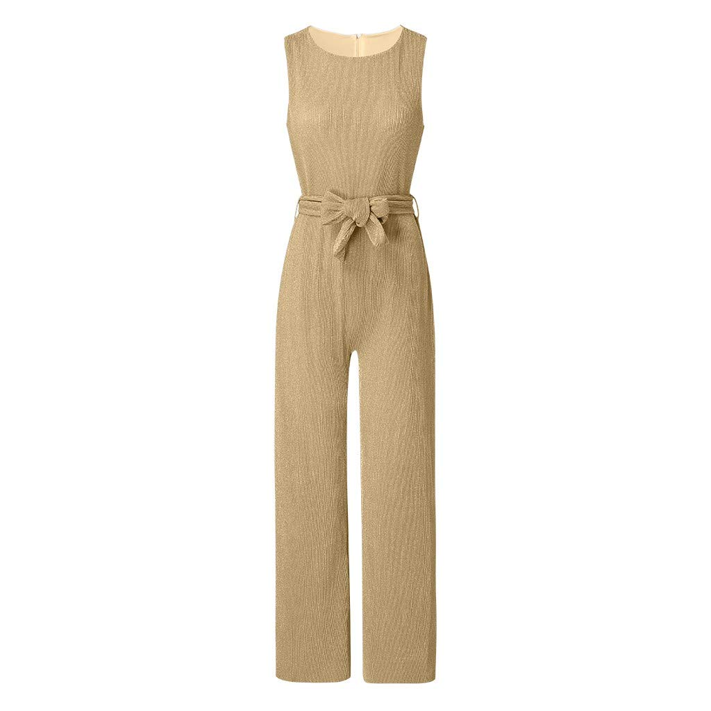 Elegant Sleeveless Wide Leg Jumpsuit for Women - Sexy Cocktail Party Romper with Belt | Perfect for Night Out, Club Wear & Special Occasions