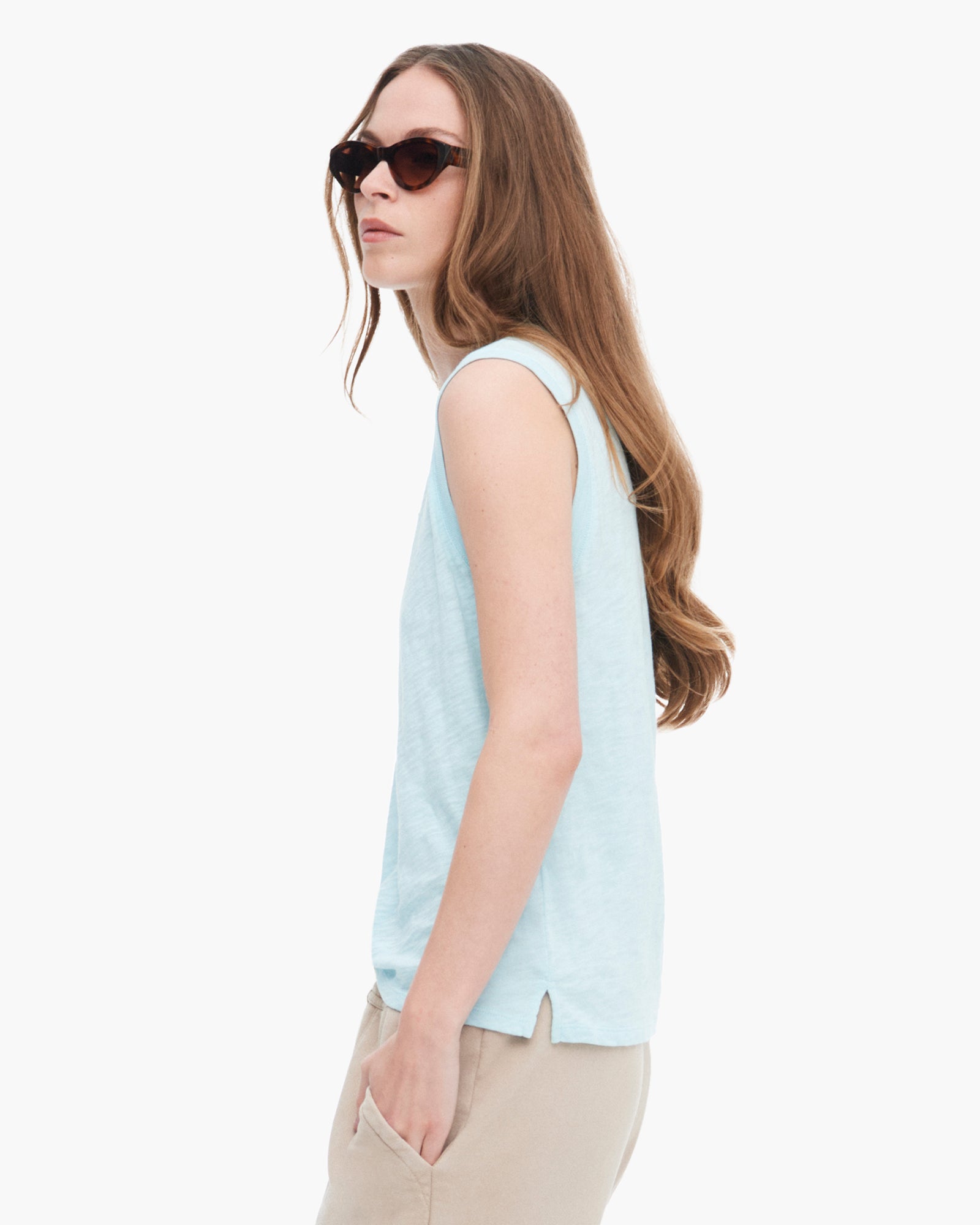 Slub Jersey Sleeveless Schoolboy T-Shirt - Ocean Blue | Casual Summer Wear for Boys & Teens