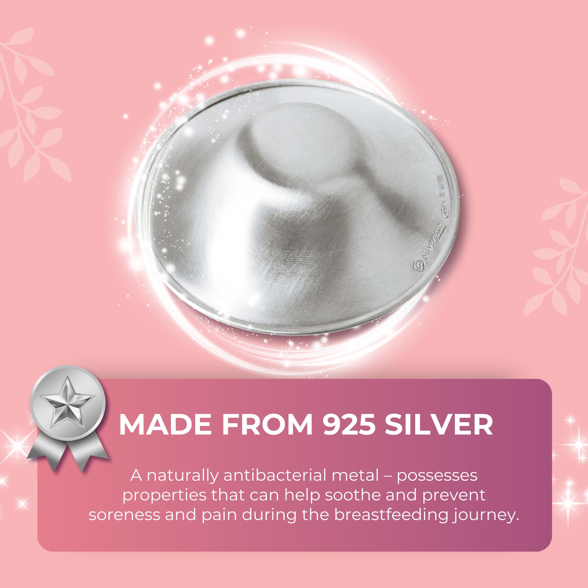 Original SILVERETTE Silver Nursing Cups for Breastfeeding - Soothe & Protect Sore Nipples - Made in Italy (XL + O-Ring) - Perfect for Postpartum Care & Nursing Comfort
