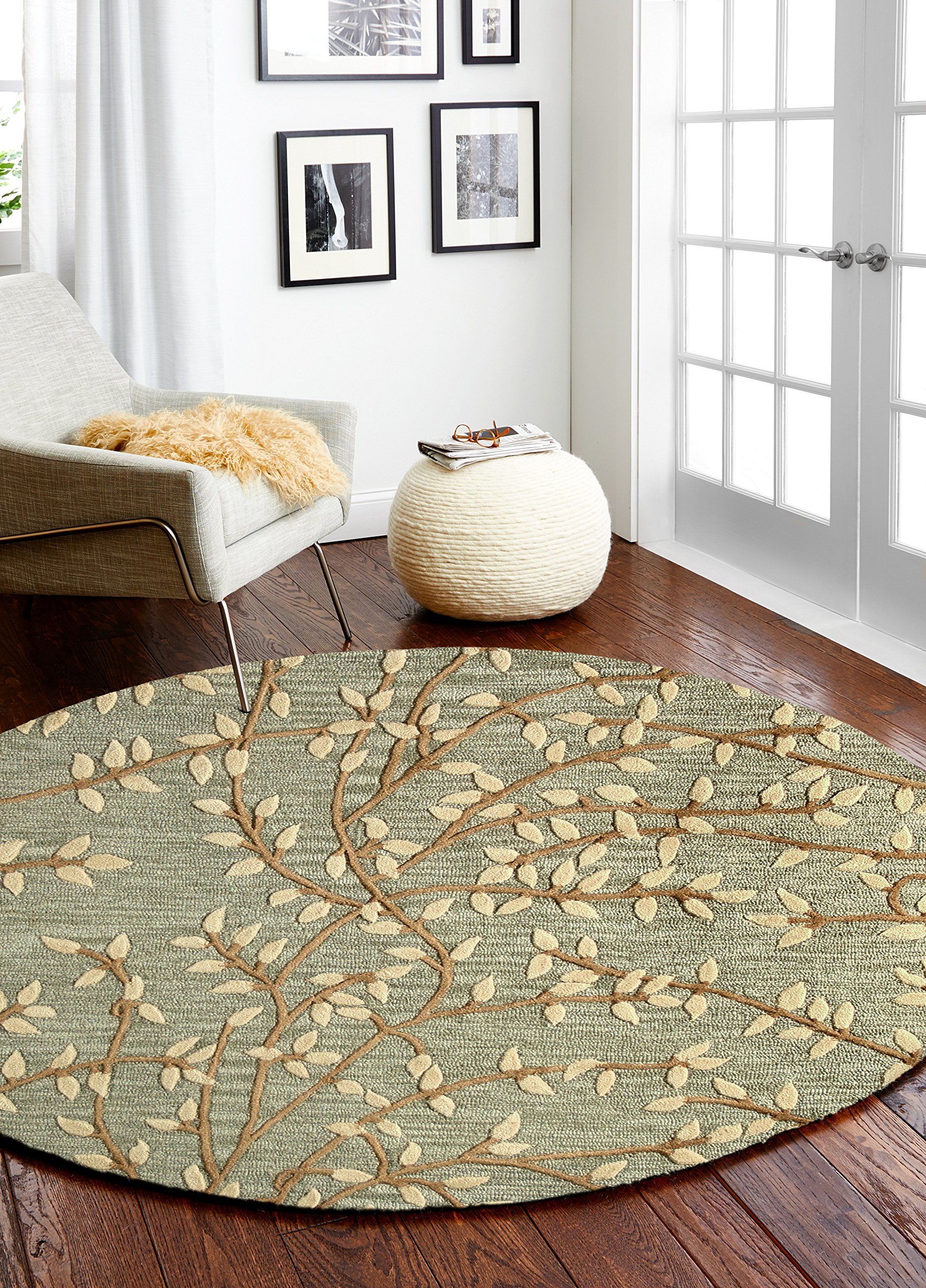 Bashian Collection Luxury Hand Tufted Wool & Viscose Area Rug - 6’ x 6’ Light Green - Perfect for Living Room, Entryway, Bedroom & Home Decor | Soft & Durable Runner Rug for High Traffic Areas