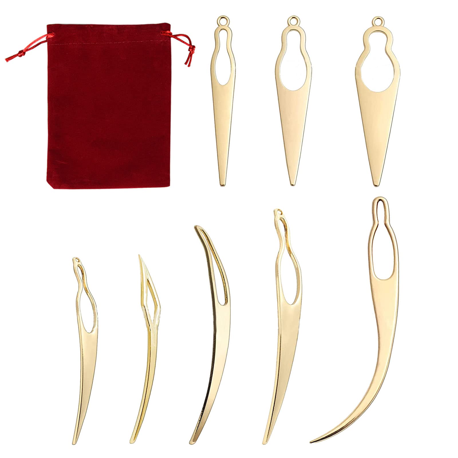 8-Piece Interlocking Tool Kit for Locs & Dreadlocks with Velvet Storage Bag - Gold Crochet Needle Set for Hair Tightening, Sisterlocks Maintenance - Perfect for Salon Professionals & Home Hair Care Routines