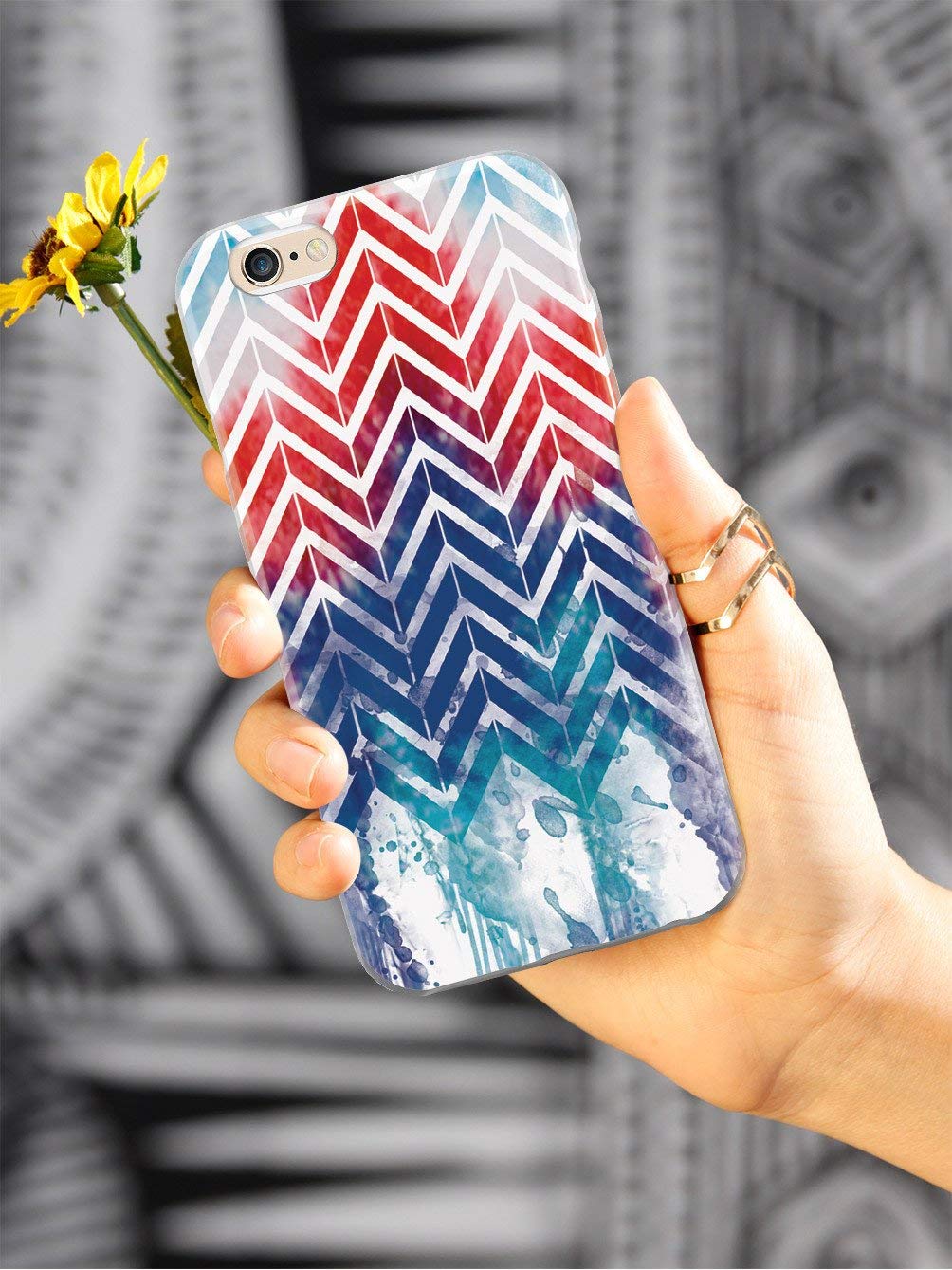 Patriotic Chevron iPhone 8 Plus Case - 3D Textured Protective Cover with Dripping Flag Design | Shockproof Slim Fit for Apple iPhone 8/8 Plus | Perfect for Everyday Use, Travel & Outdoor Activities