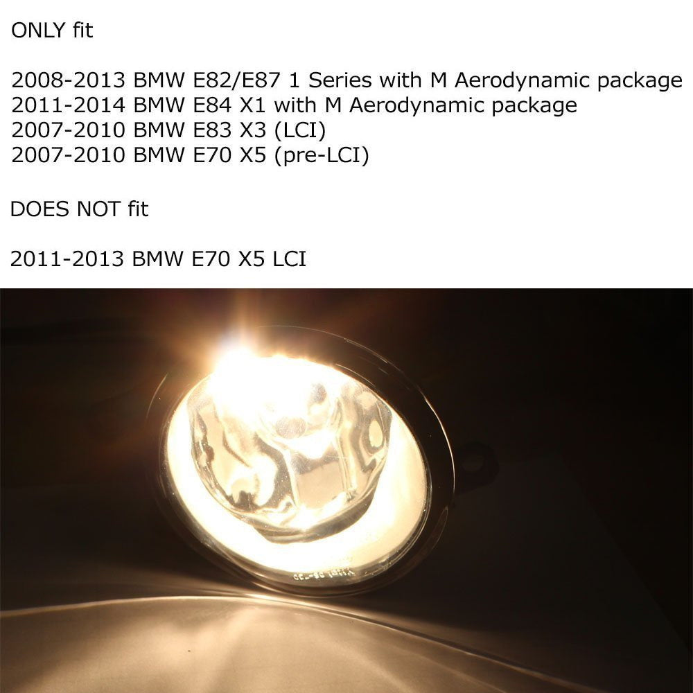 H11 Halogen Fog Light Kit - Clear Lens Replacement for BMW E84 X1, E83 X3, E70 X5 - Perfect for Night Driving & Foggy Conditions