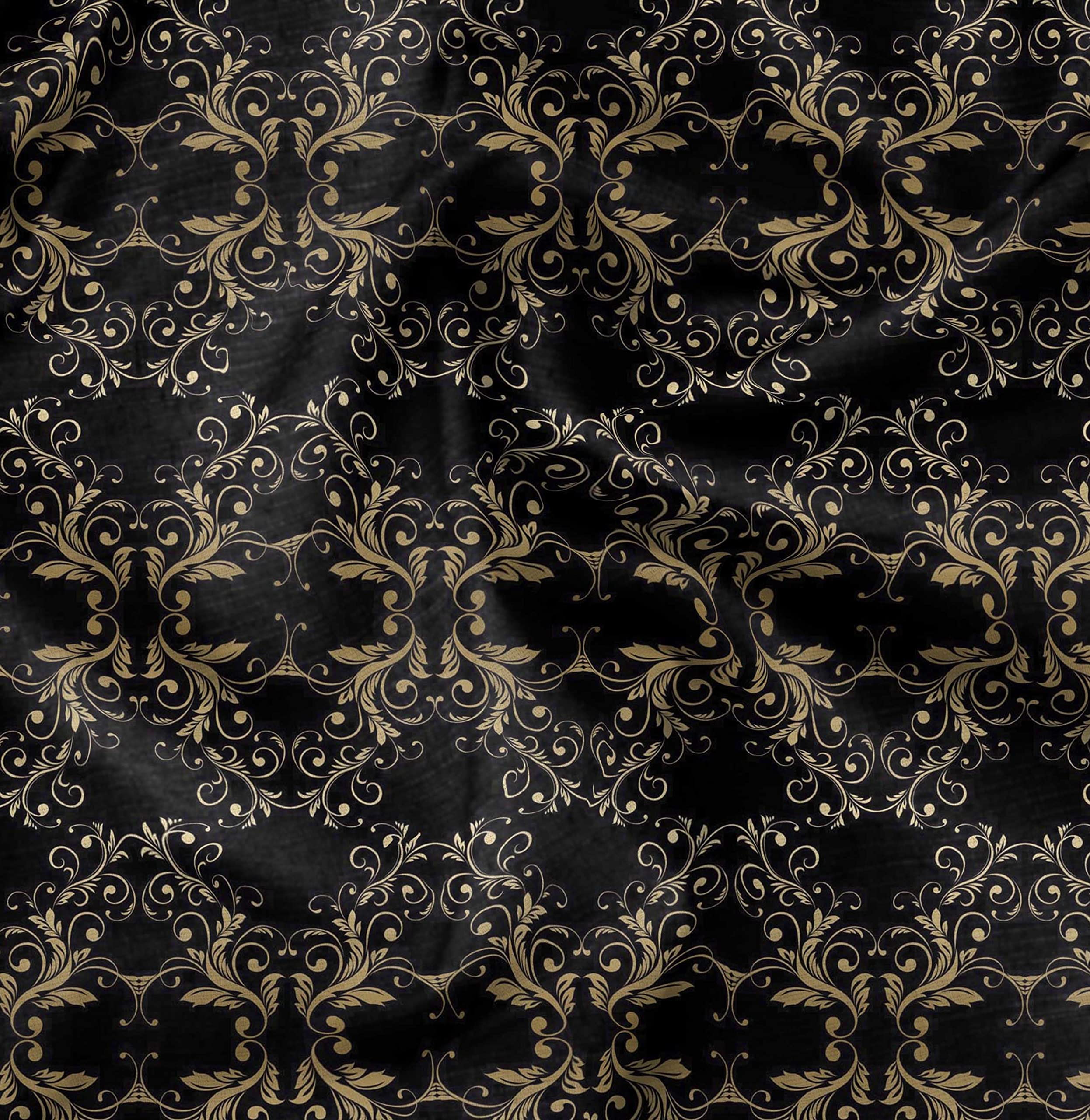 Soimoi Moss Georgette Brown Fabric by The Yard - 42 Inch Wide Filigree Damask Print Material - Elegant Printed Fabric for Dresses, Curtains & Home Decor Projects