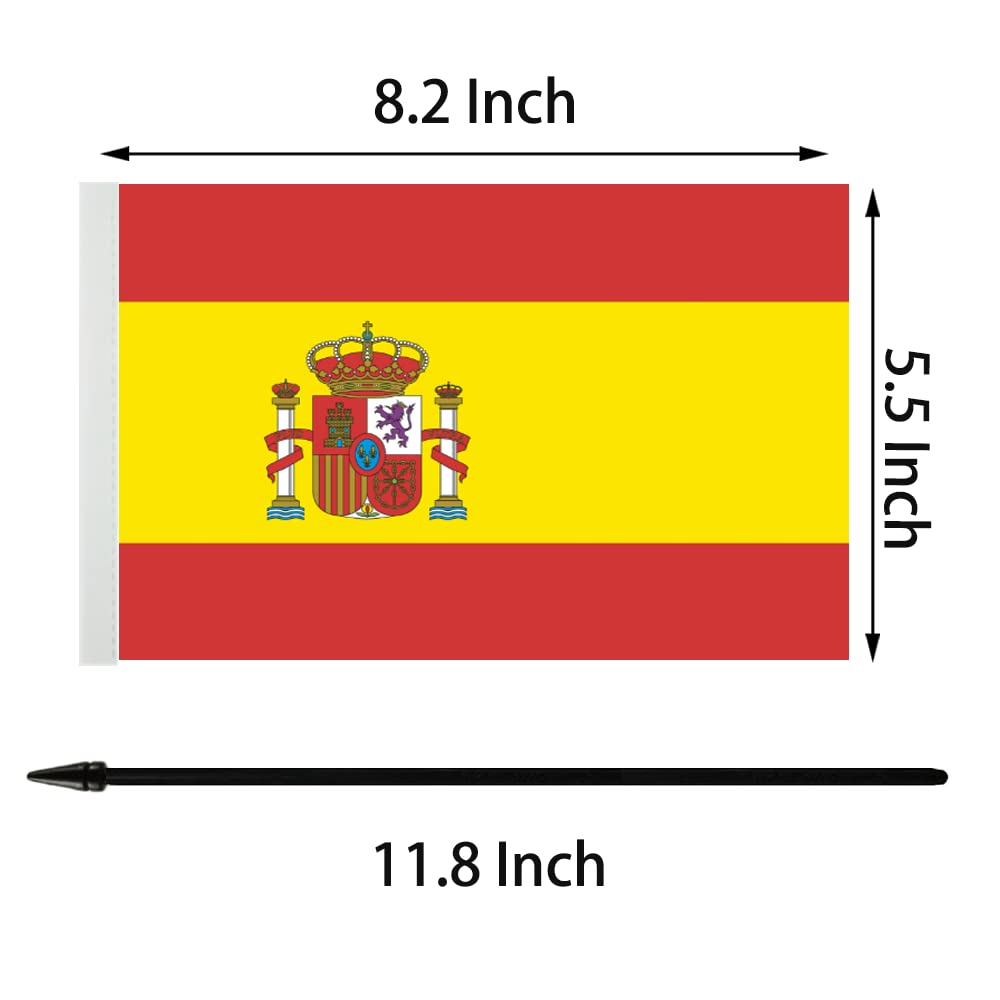 Miniature US & Spain Friendship Table Flags Set - Small Spanish & American Desk Flags for Office, Room Decor, International Gifts & Diplomatic Events