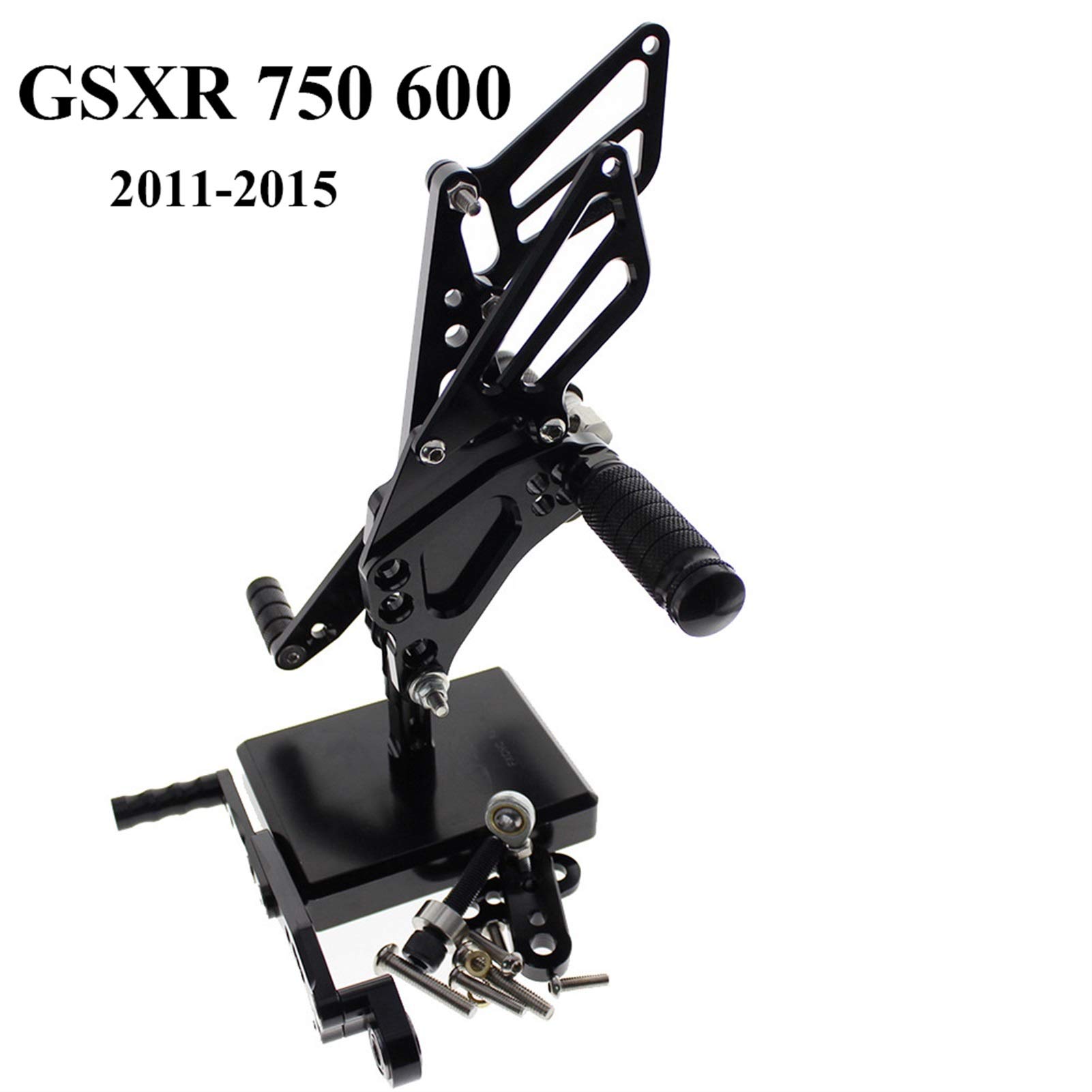 Suzuki GSXR600 GSXR750 2011-2015 Adjustable CNC Motorcycle Foot Pegs Rearsets - Titanium Color - Perfect for Track Racing & Street Riding
