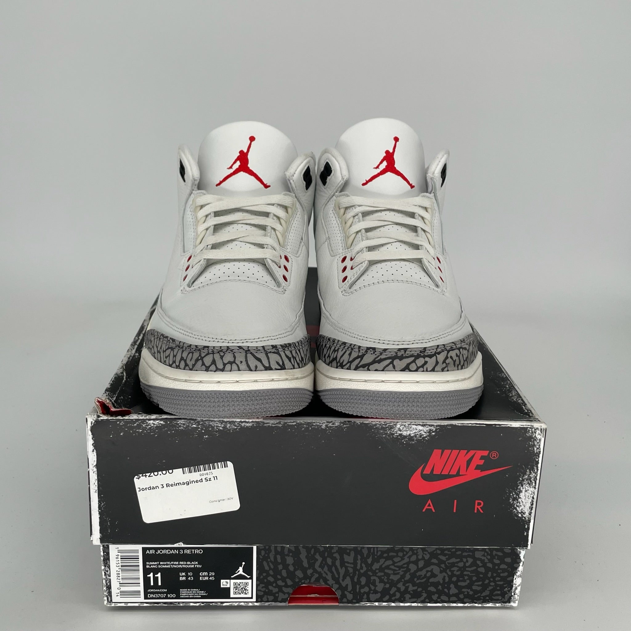 Original Air Jordan 3 White Cement Reimagined Men's Basketball Shoes - Size 11 (DN3707-100) | Retro Sneakers for Streetwear & Casual Outfits