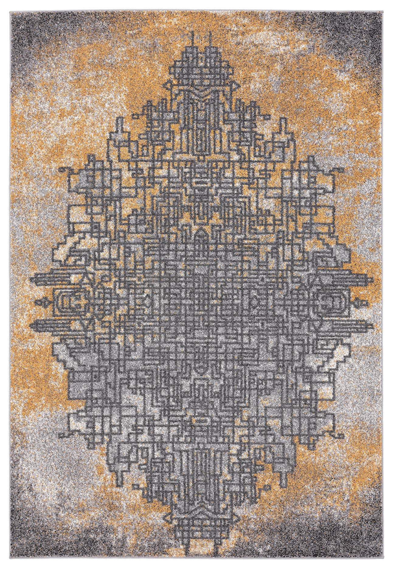 Abani Grey & Yellow Abstract Area Rug 6' x 9' - Modern Contemporary Accent Rug for Living Room, Bedroom & Office - Laguna Collection Soft Non-Slip Floor Carpet