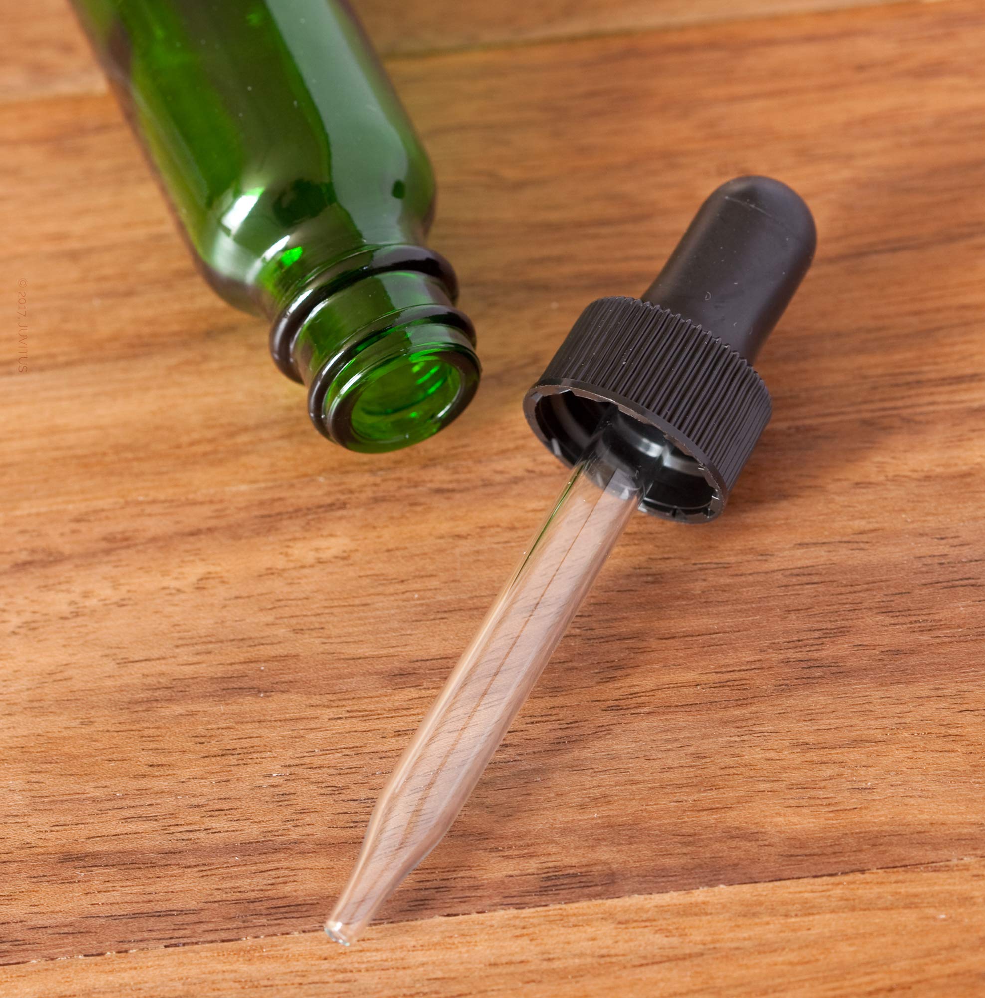 JUVITUS 24 Pack 0.5 oz (15ml) Green Glass Essential Oil Bottles with Black Dropper & Funnel - Perfect for Aromatherapy, DIY Blends, Travel Size Oils & Home Fragrance Solutions
