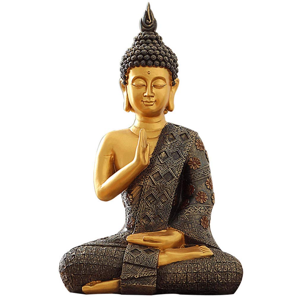 Thai Buddha Statue - Hand Carved Sakyamuni Sculpture for Meditation, Home Decor, Zen Garden & Office Desktop - Perfect for Living Room, Yoga Studio & Spiritual Spaces