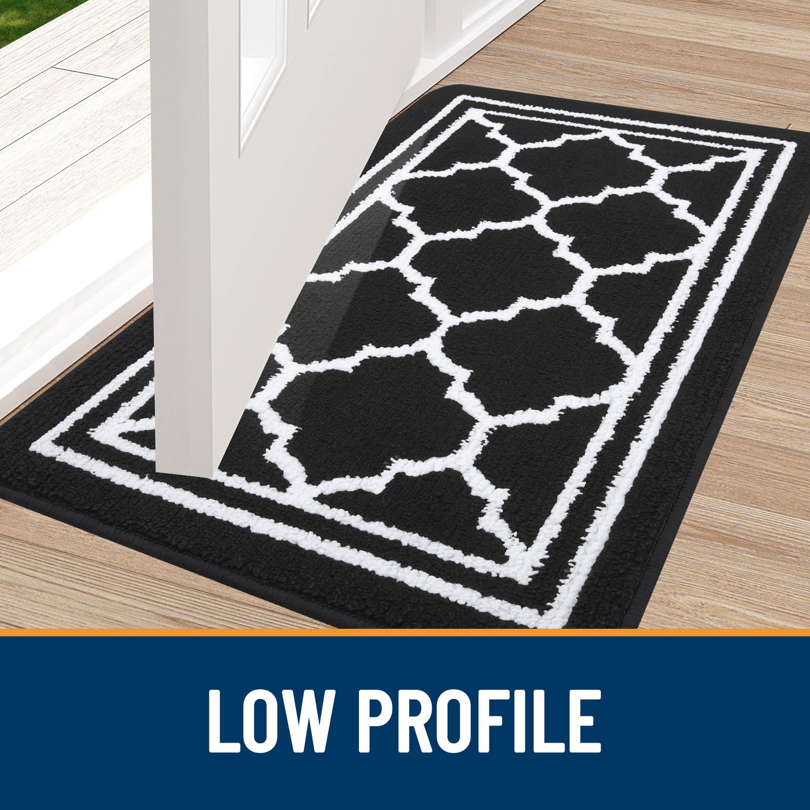 Premium Large Indoor Door Mat 71x47 Inches - Super Absorbent & Dirt-Resistant, Non-Slip Low Profile Floor Mat for Entryway, Front & Back Doors - Ideal for Homes, Apartments & Offices (Black)