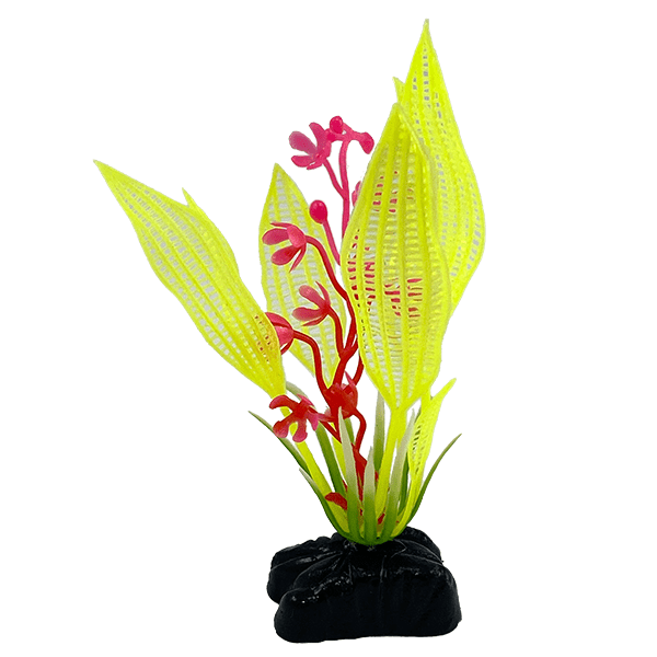 Premium Yellow Madagascar Lace Plastic Betta Fish Plants (3 Pack) - Natural-Looking Aquarium Decor for Betta Fish Tanks, Ideal for Hiding Spots & Breeding Areas