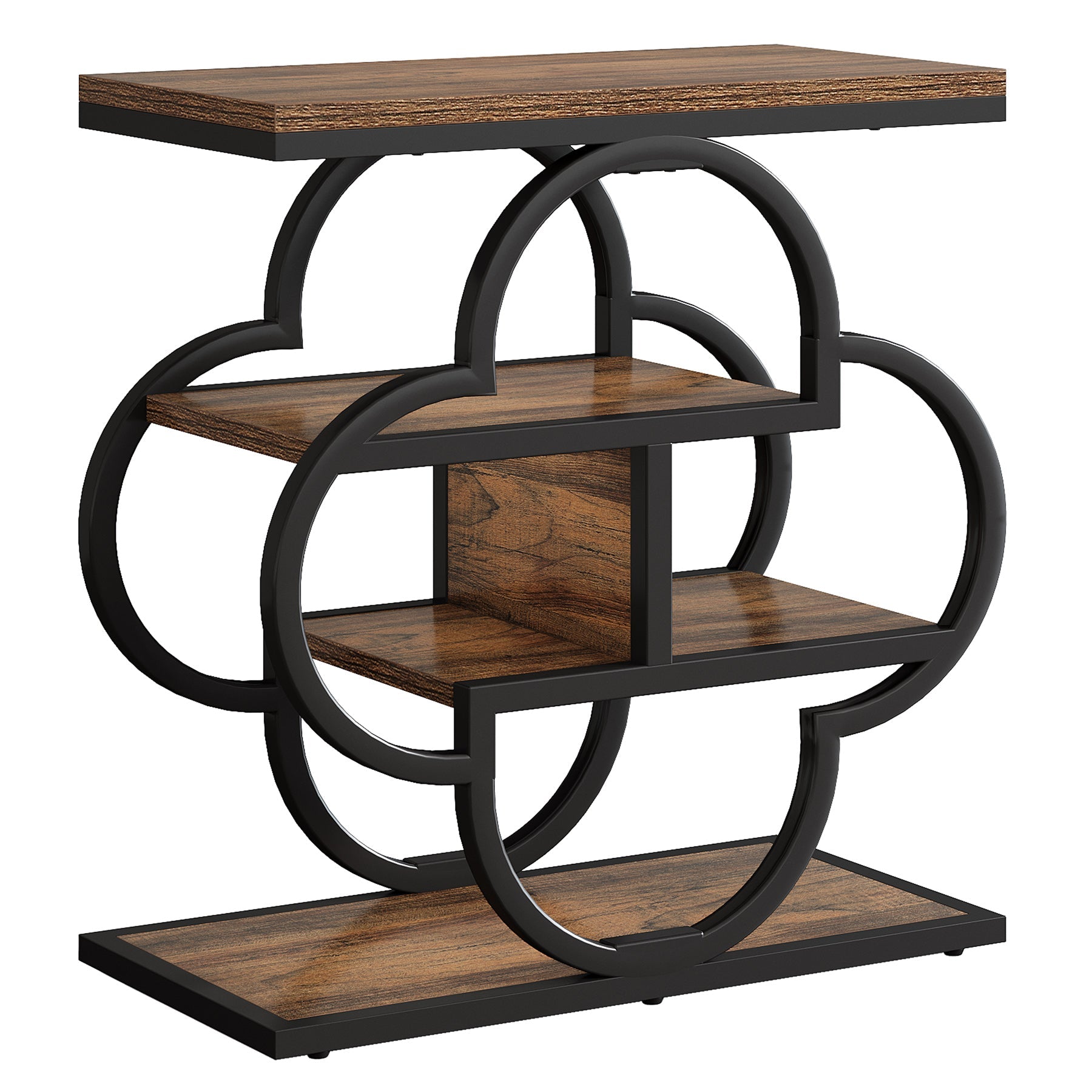 23.6 Inch 4-Tier Narrow End Table with Unique Frame - Perfect for Small Spaces, Living Room, Bedroom, or Office Side Table