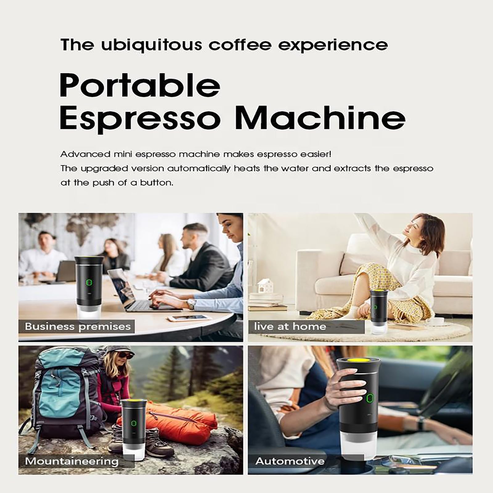 Esprova Portable Espresso Machine - Self Heating Coffee Maker for Ground Coffee | Compact Travel Coffee Maker for Camping, Hiking, RV, Office & Outdoor Adventures (Silver) | Perfect for Home, Travel & Gifts